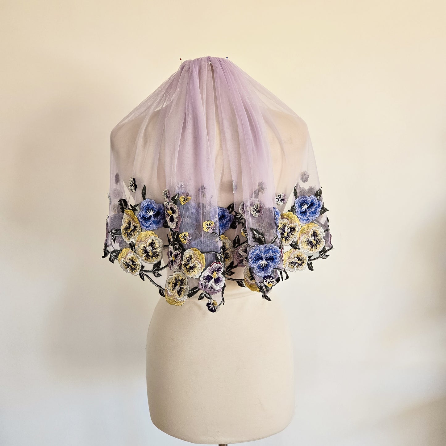 The Pansy Floral Veil Available in White, Ivory or Lavender Limited Edition