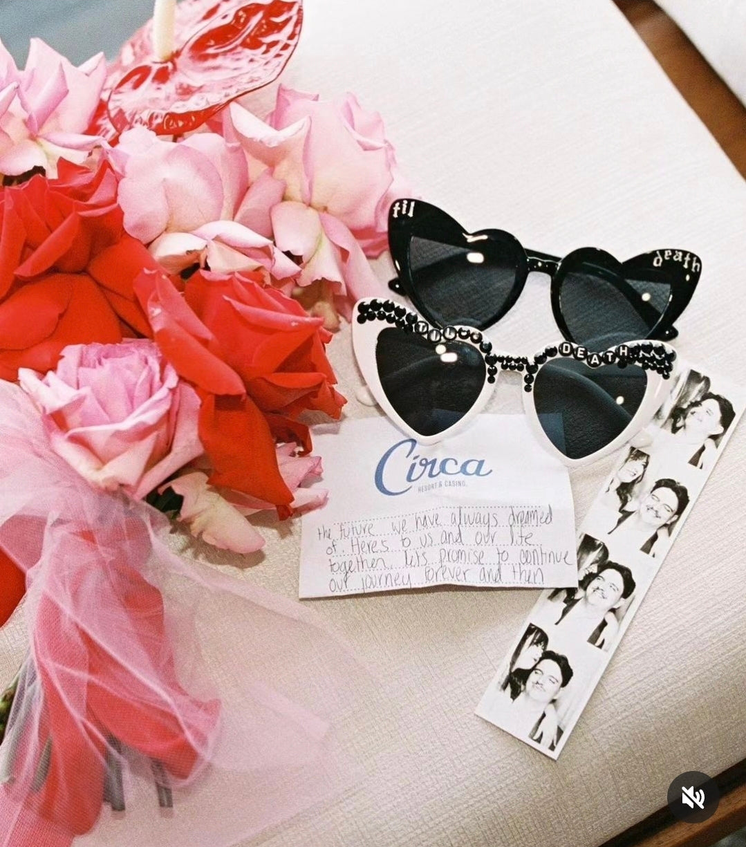 Til Death Heart Shaped Sunglasses Black and White UV Protection!