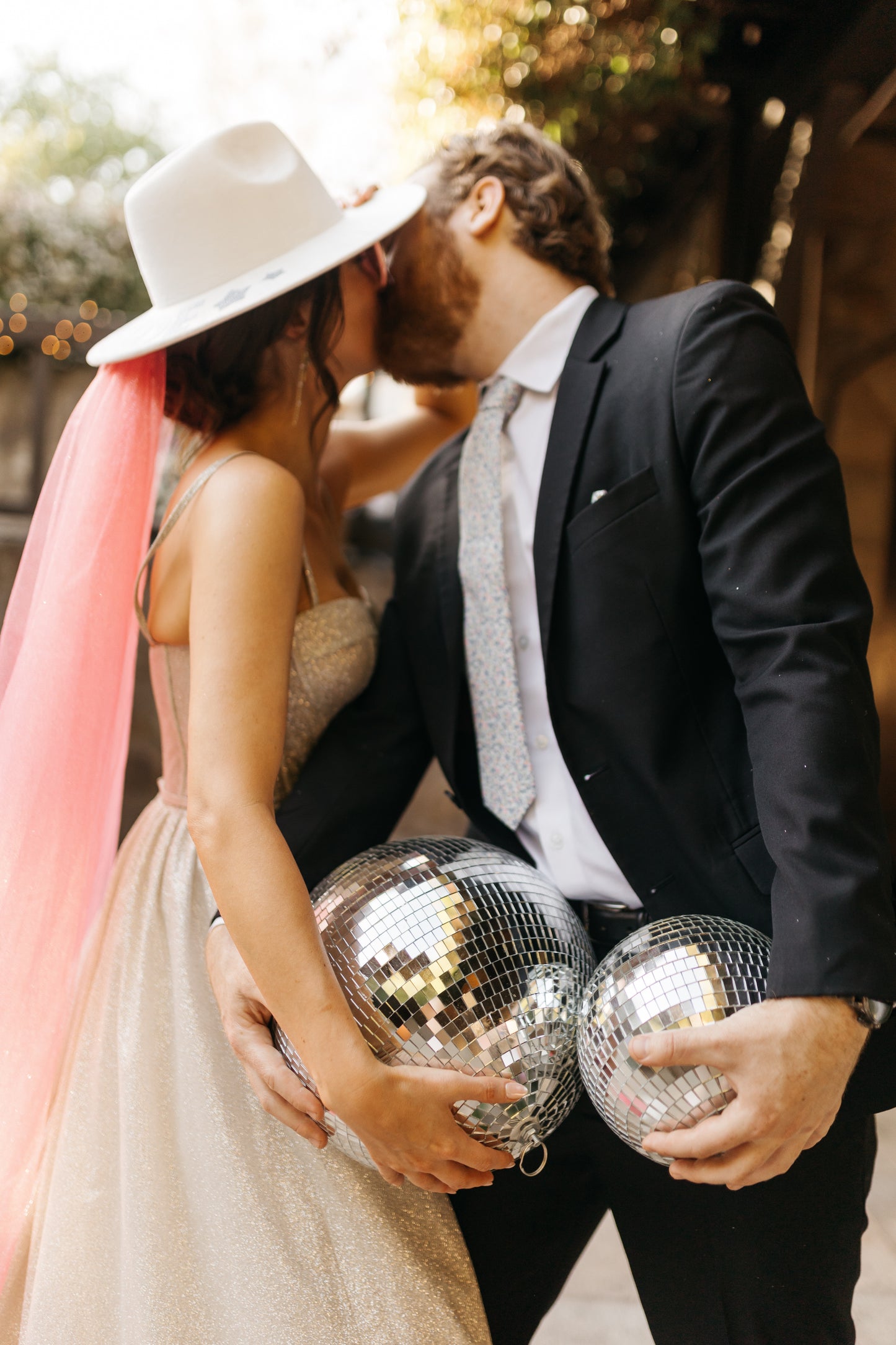 Pretty In Pink Glitter Wedding or Bachelorette Veil