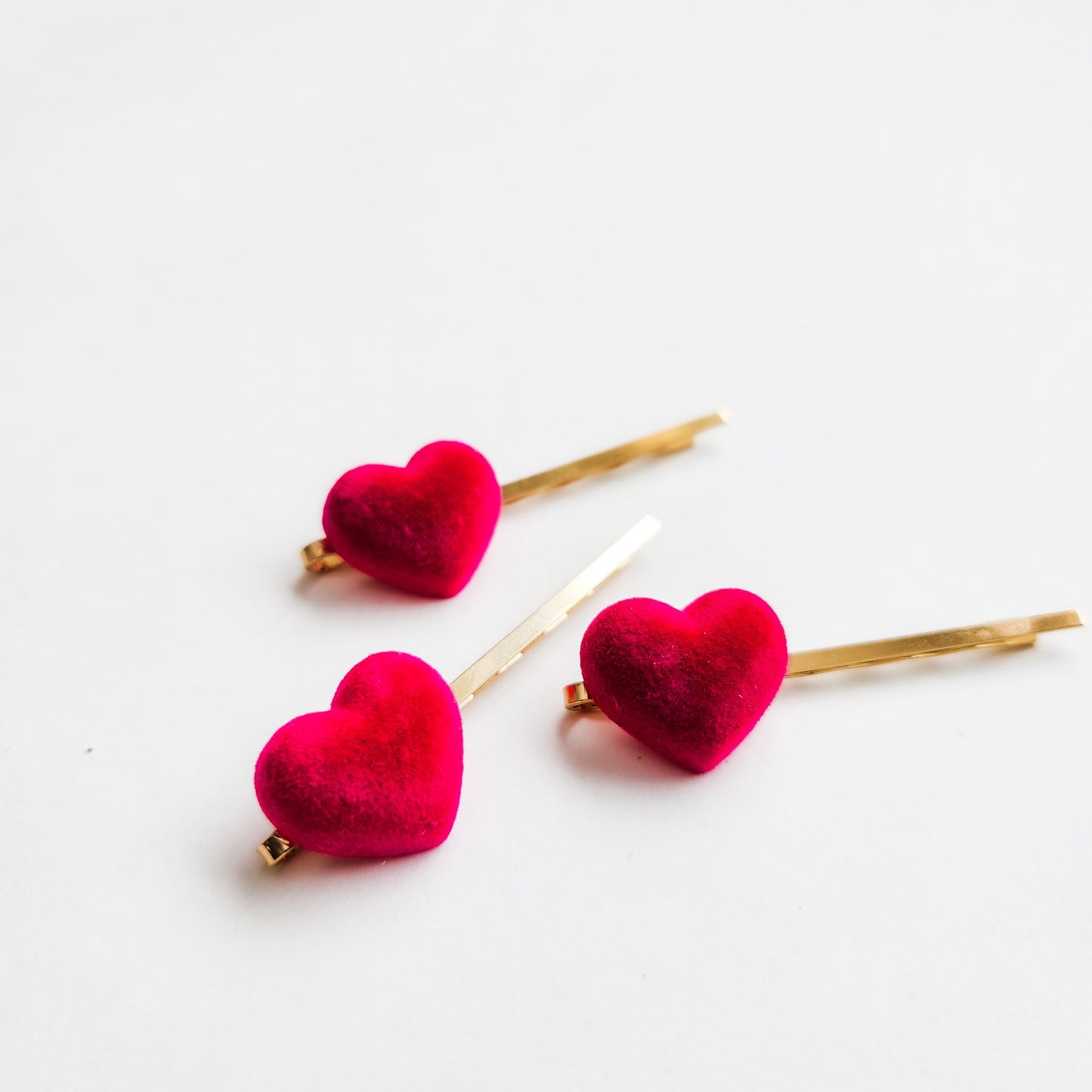 Queen of Hearts Velvet Retro Vintage Heart Hair Pins / Bobby Pins