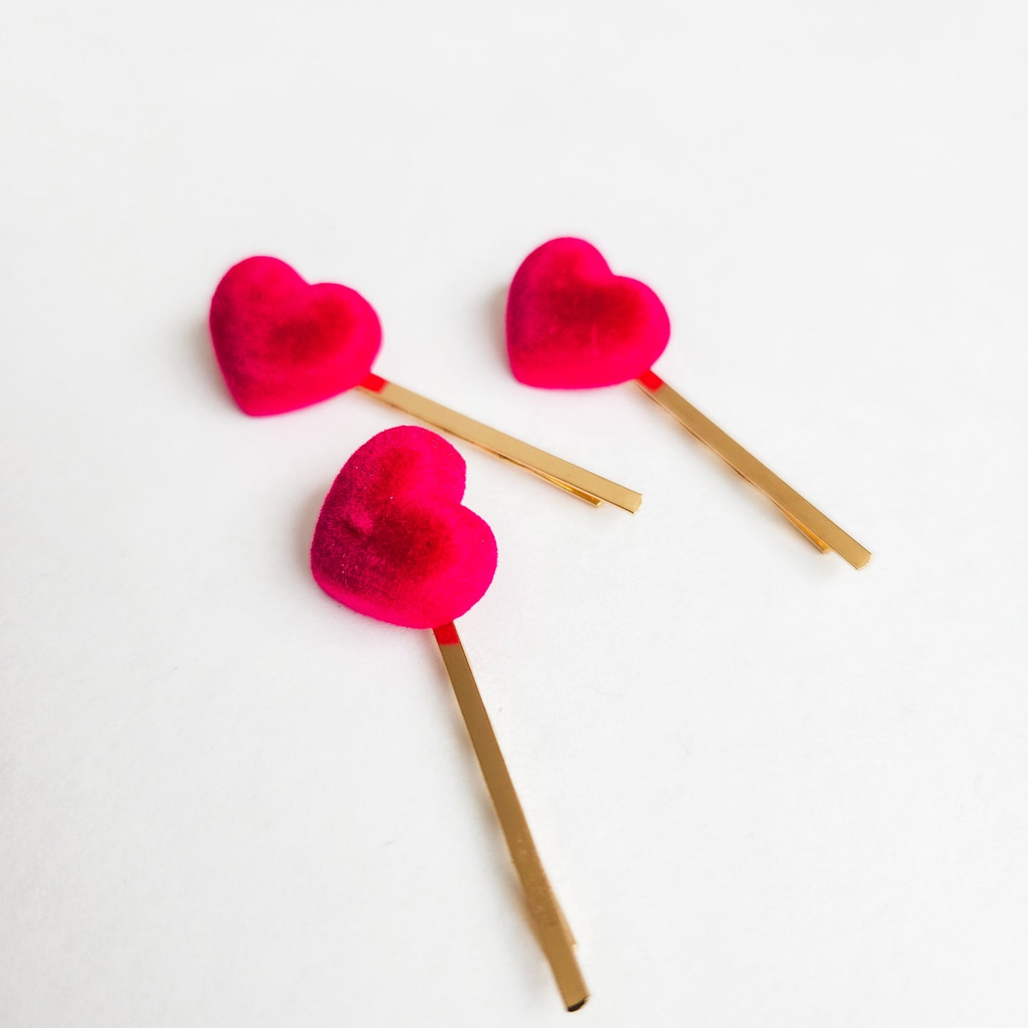Queen of Hearts Velvet Retro Vintage Heart Hair Pins / Bobby Pins