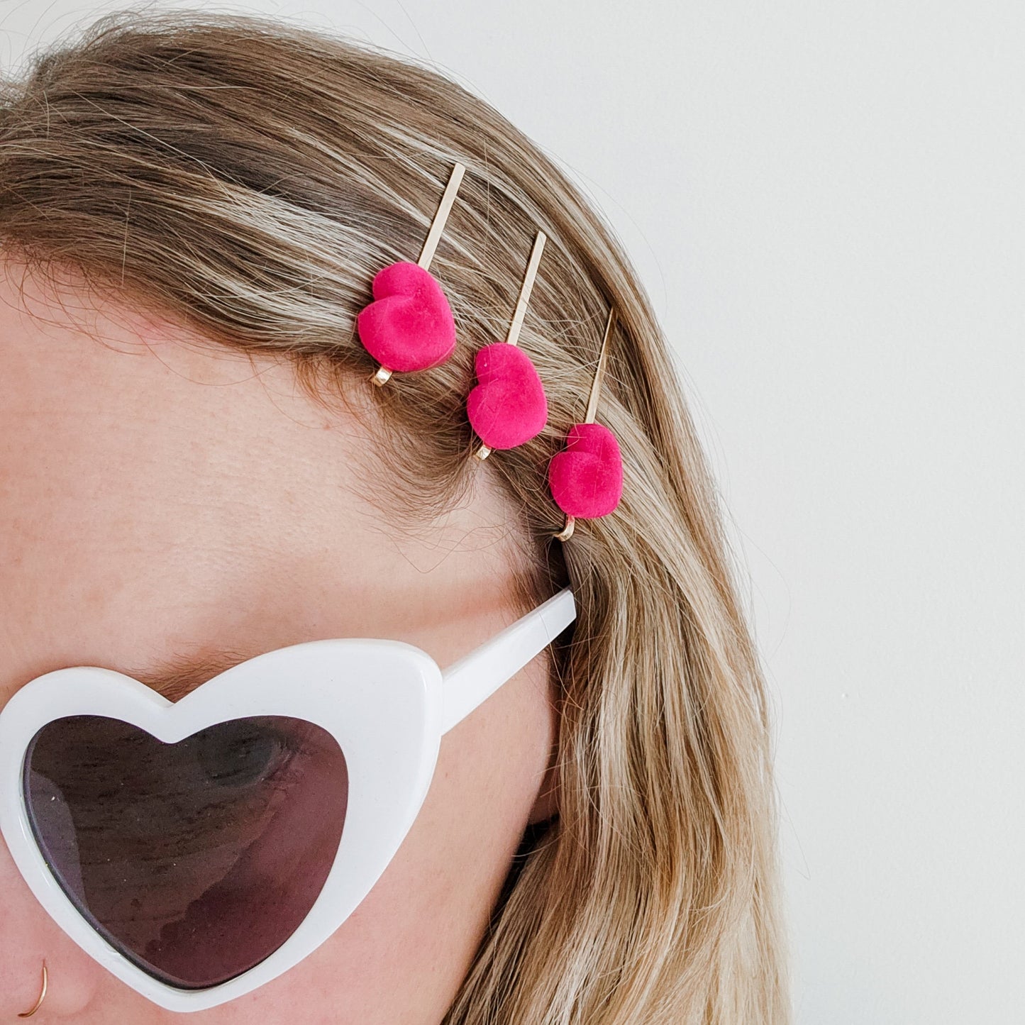 Queen of Hearts Velvet Retro Vintage Heart Hair Pins / Bobby Pins