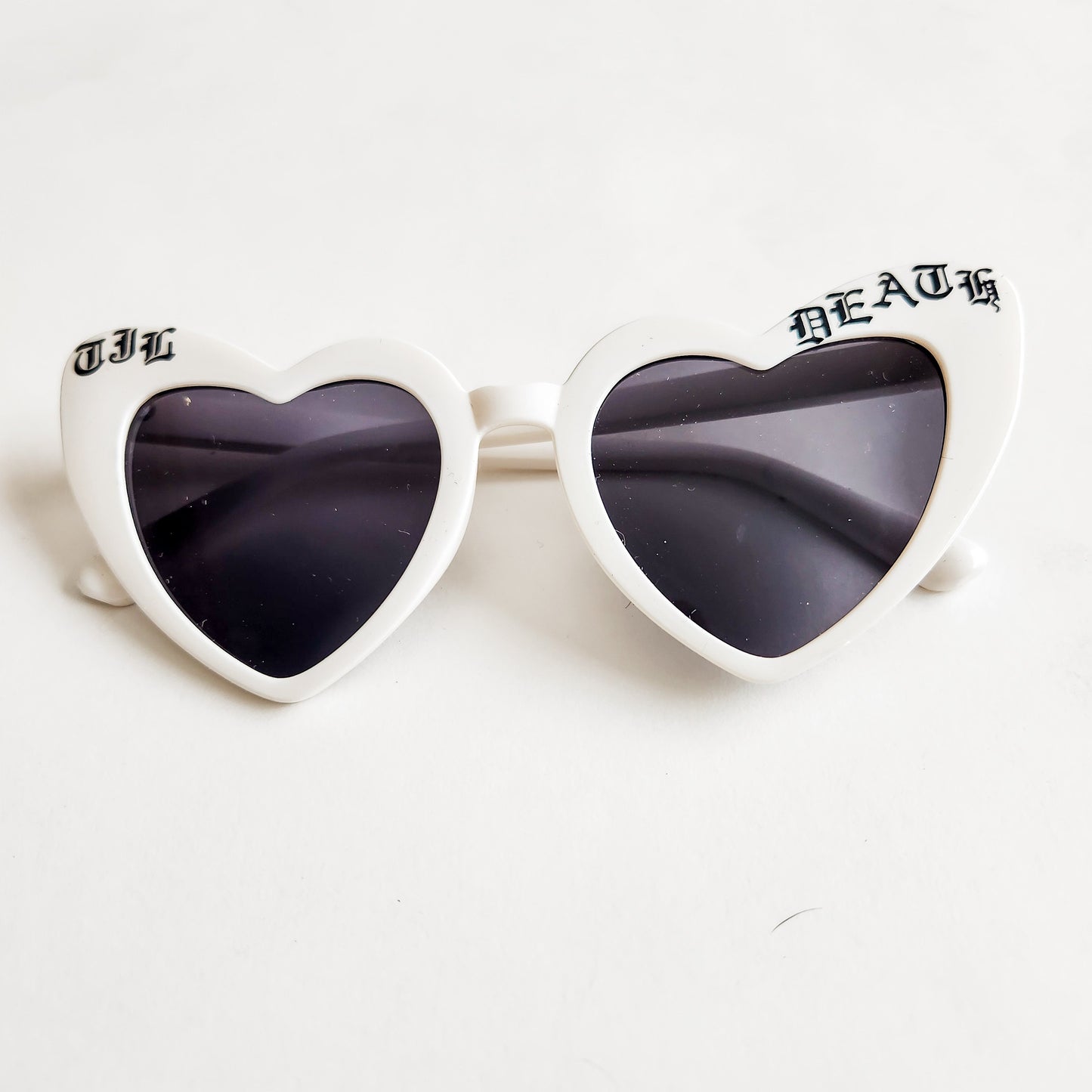 Til Death White Heart Sunglasses UV Protection!