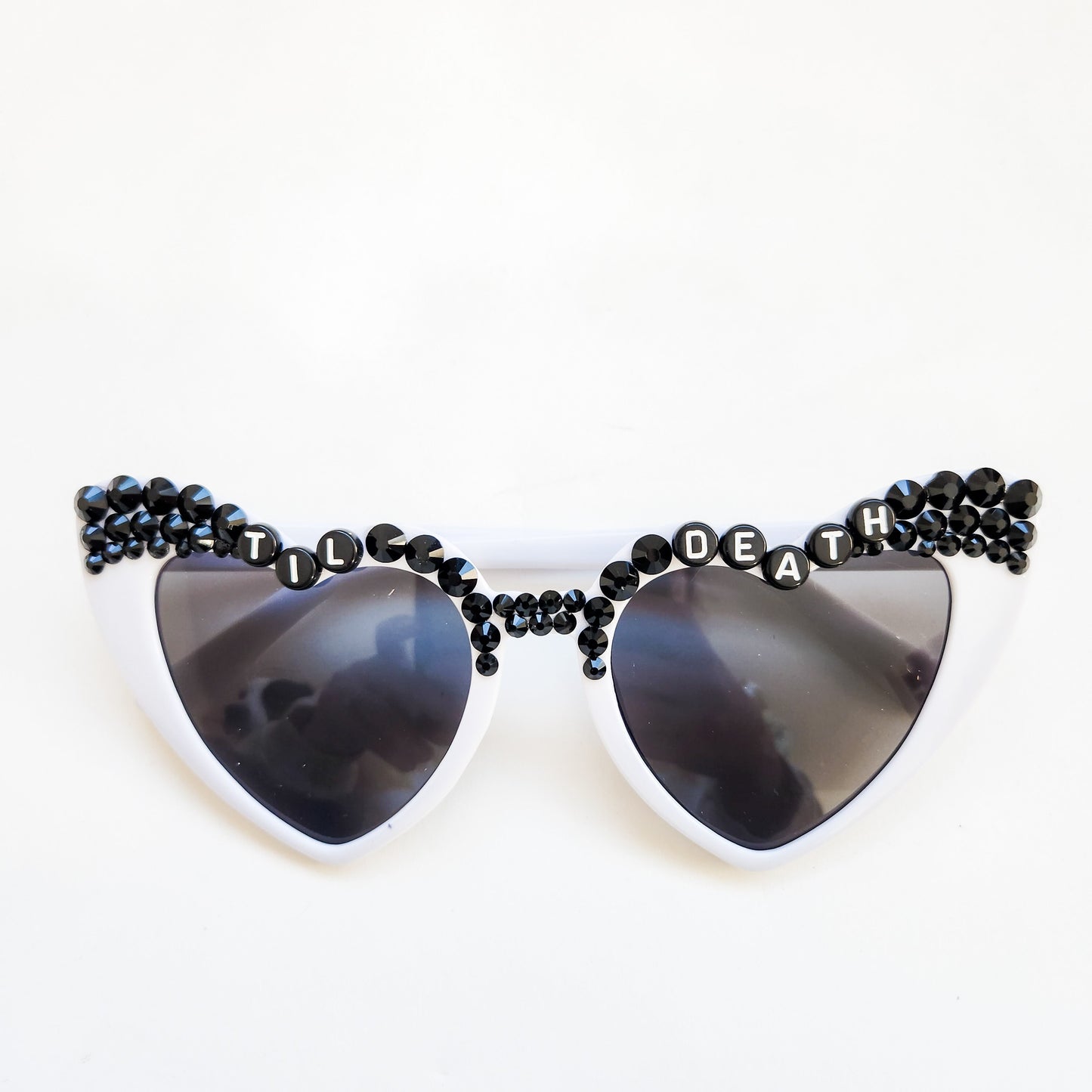 Til Death Heart Shaped Sunglasses Black and White UV Protection!