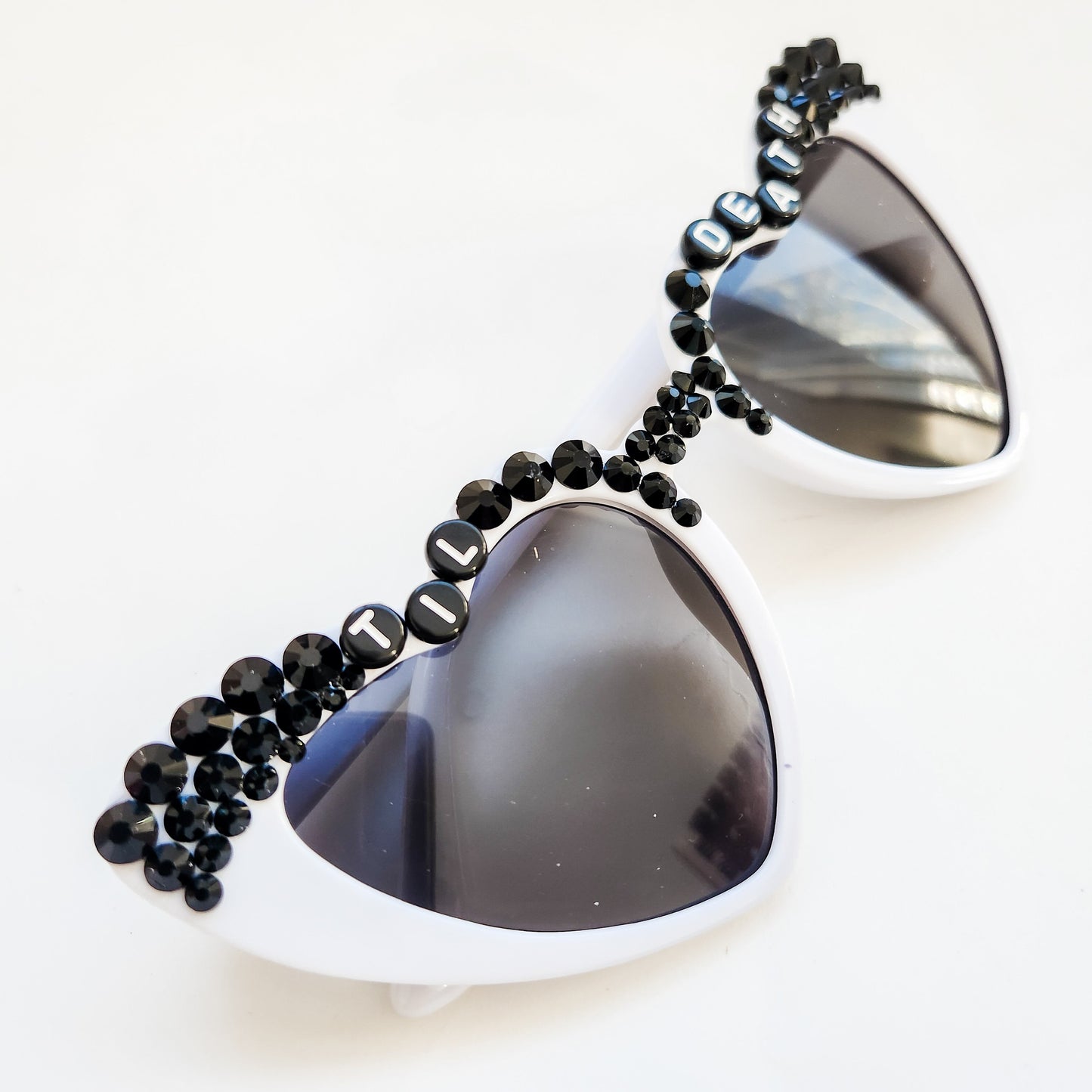 Til Death Heart Shaped Sunglasses Black and White UV Protection!