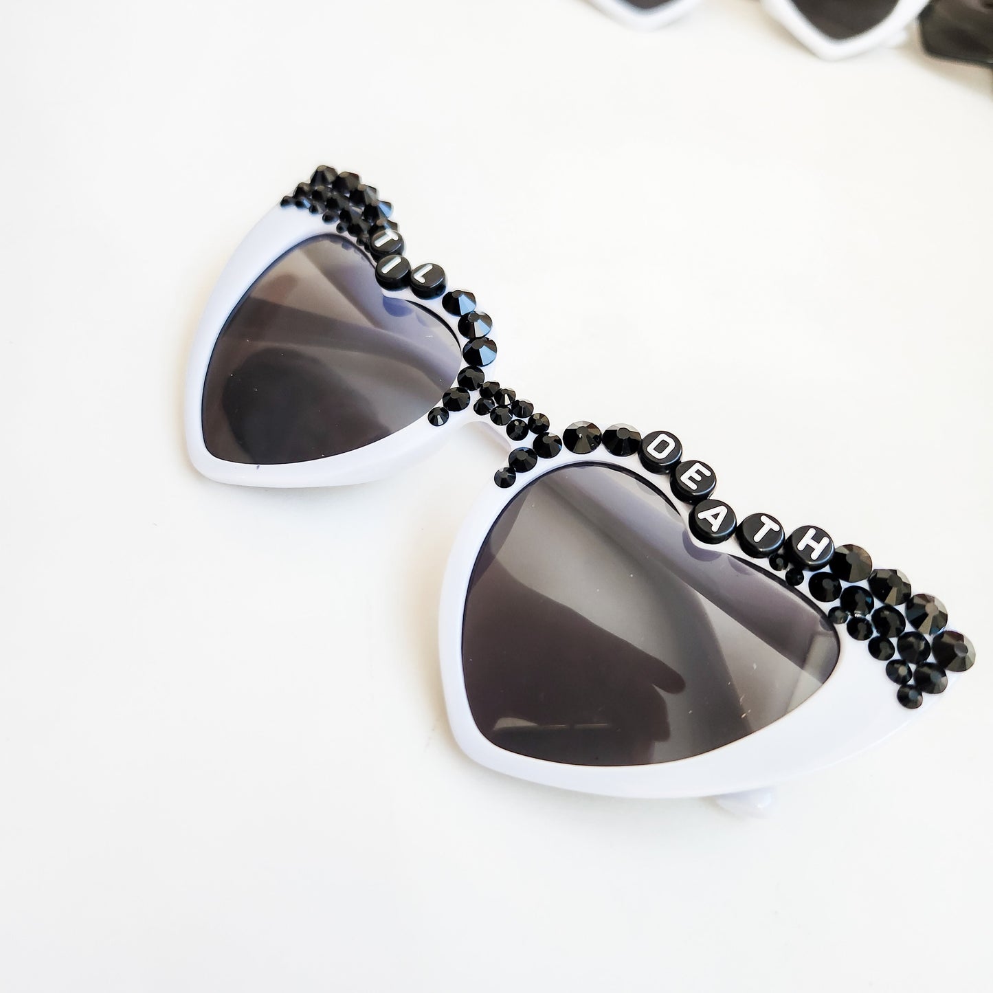 Til Death Heart Shaped Sunglasses Black and White UV Protection!