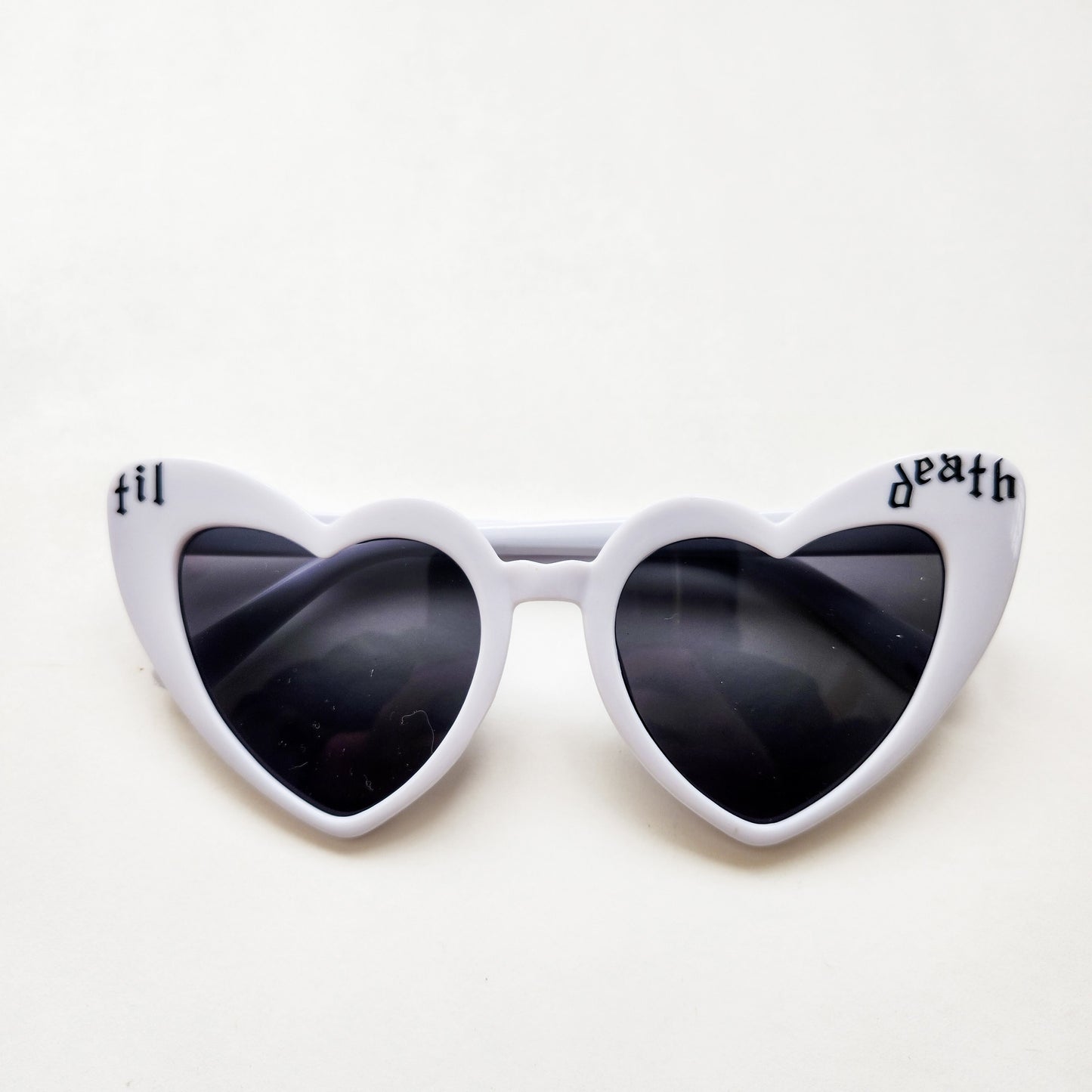 Til Death White Heart Sunglasses (lower case) UV Protection!