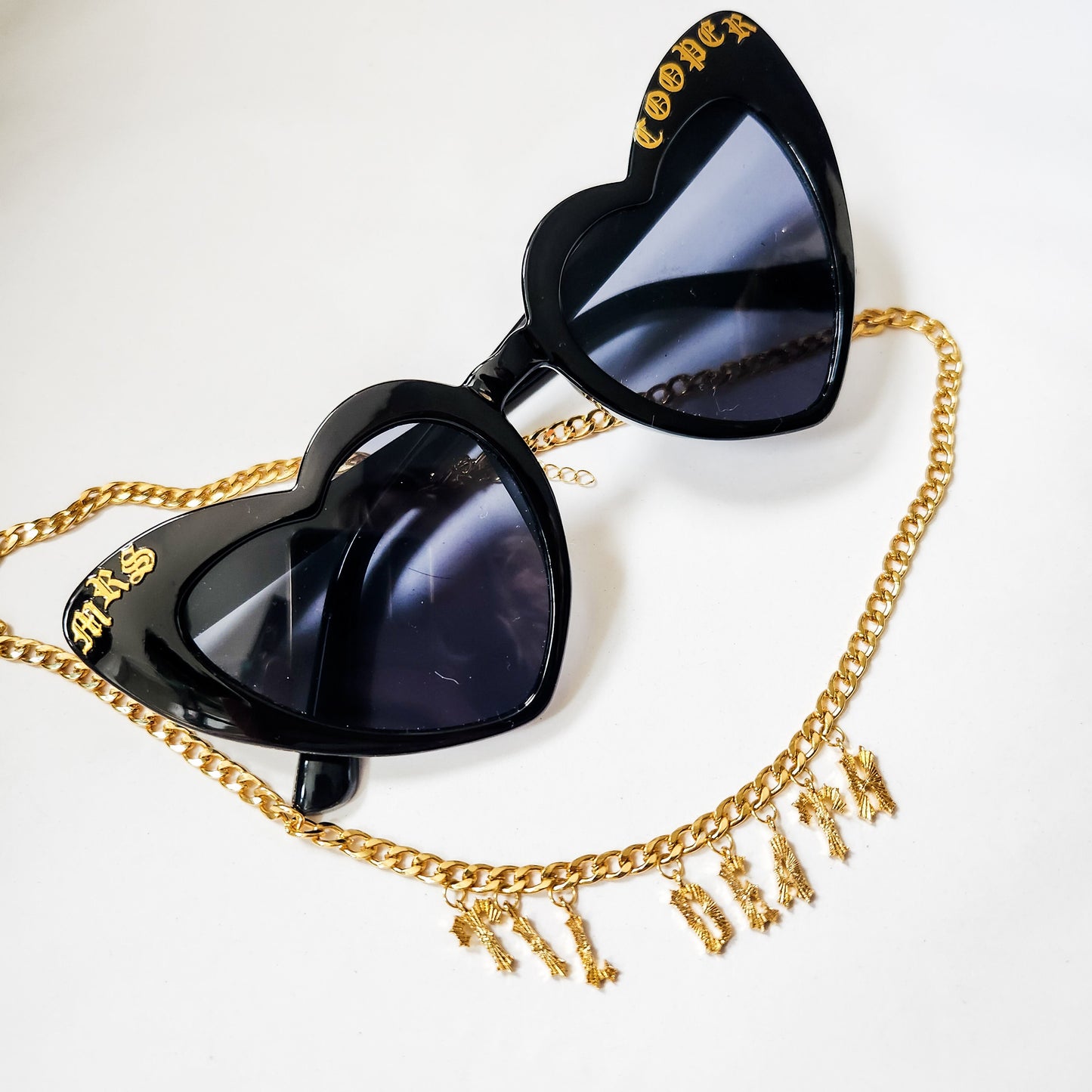 Custom Future Mrs. Black Heart Sunglasses UV Protection!