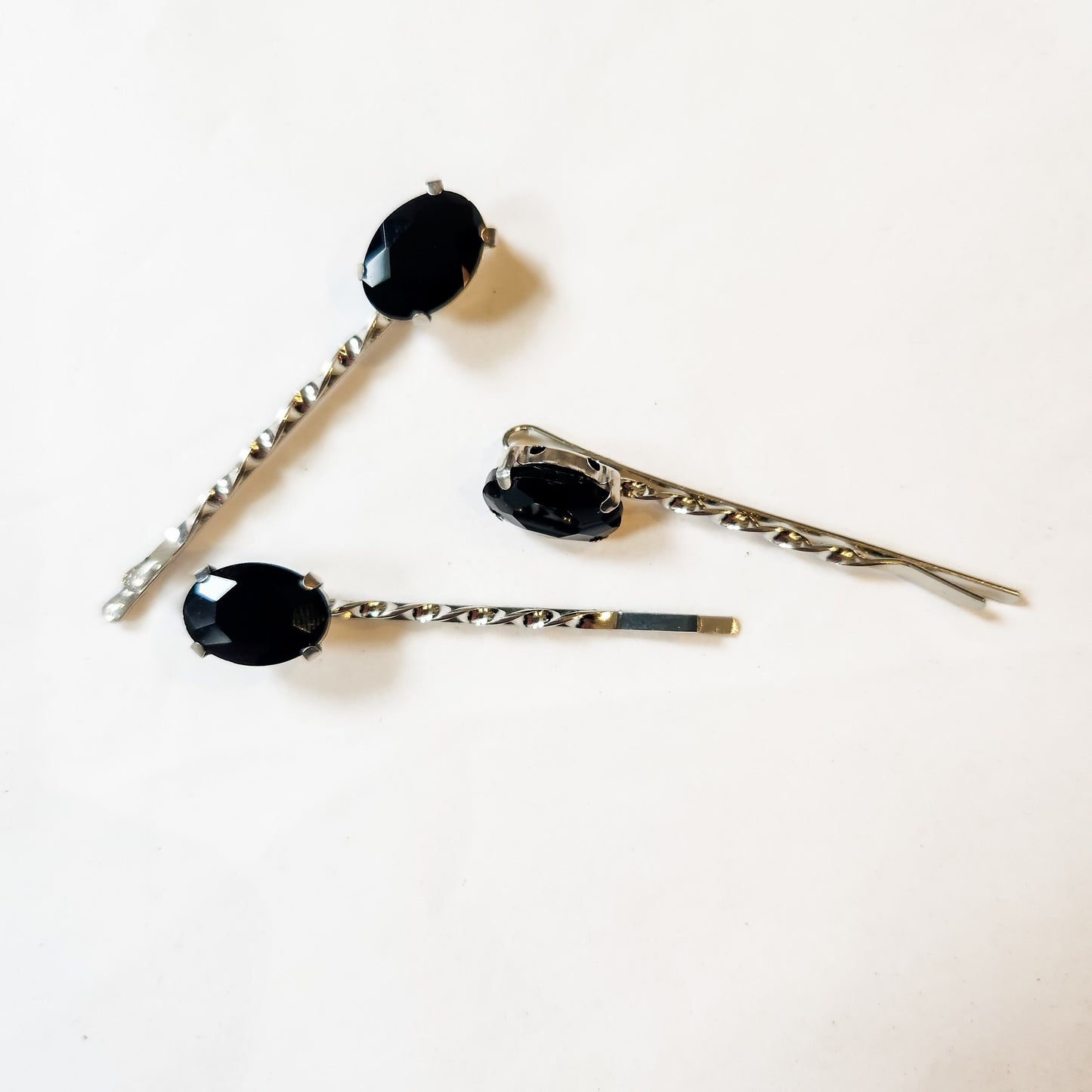 Black Vintage Rhinestone Hair Pins / Bobby Pins