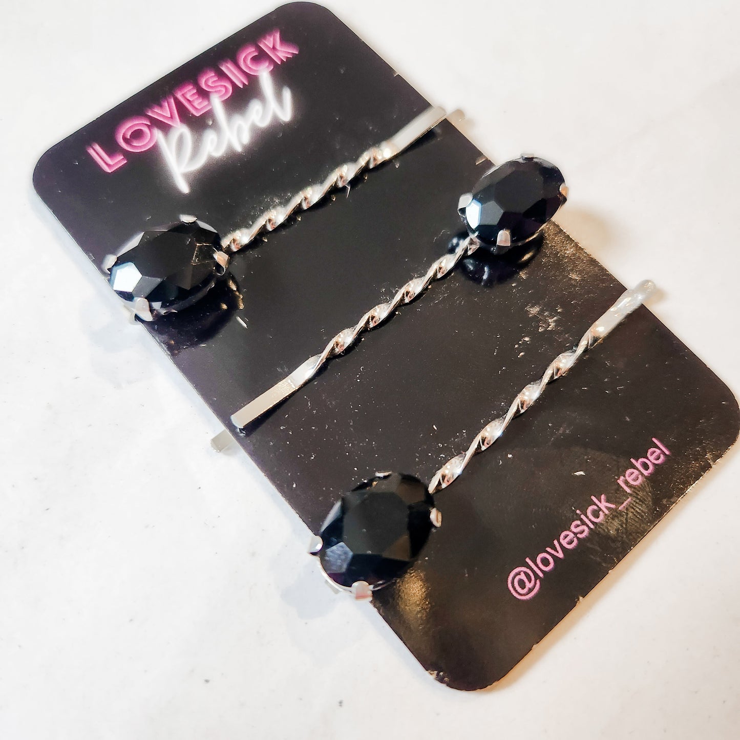 Black Vintage Rhinestone Hair Pins / Bobby Pins