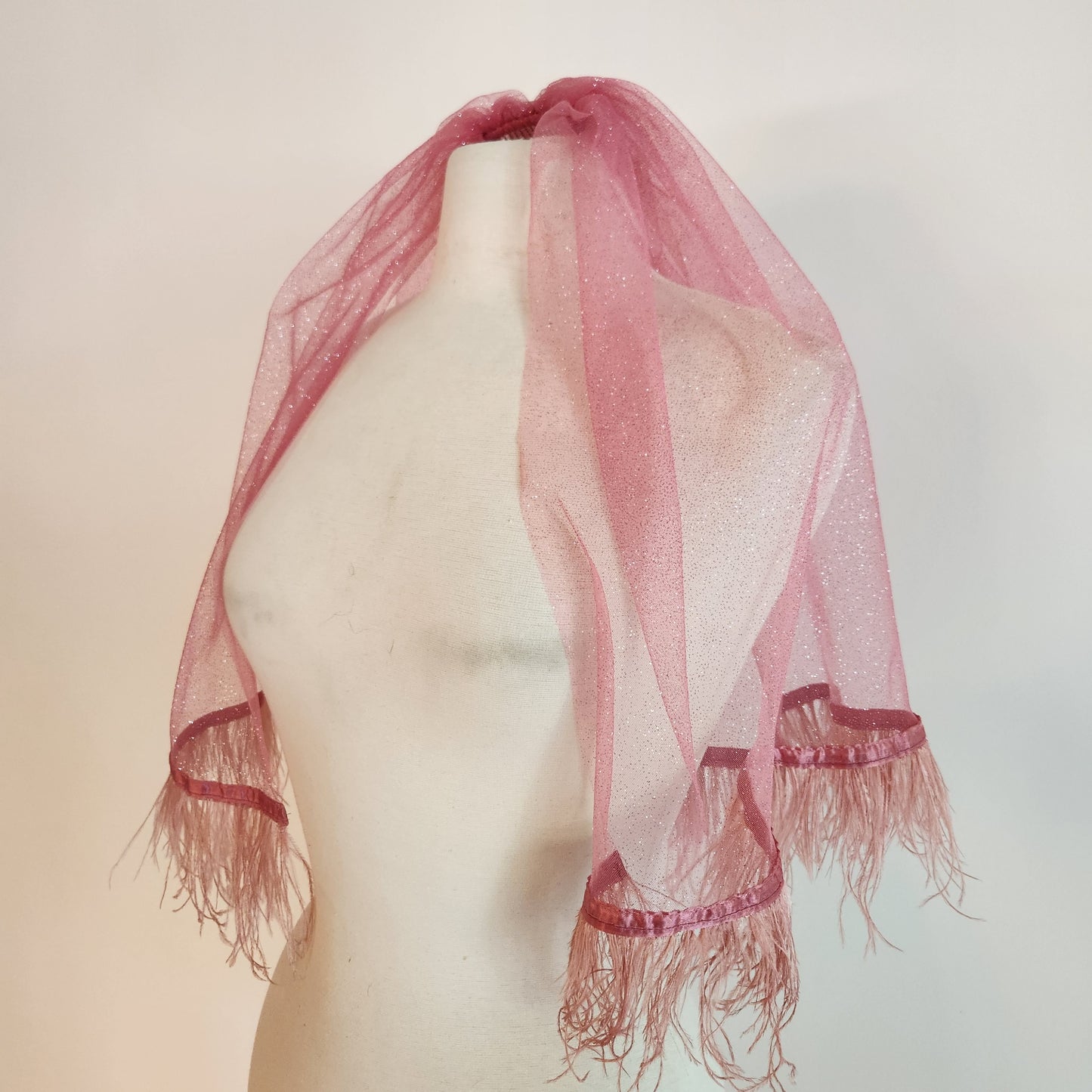 Pretty In Pink Shoulder Length Wedding or Bachelorette Veil