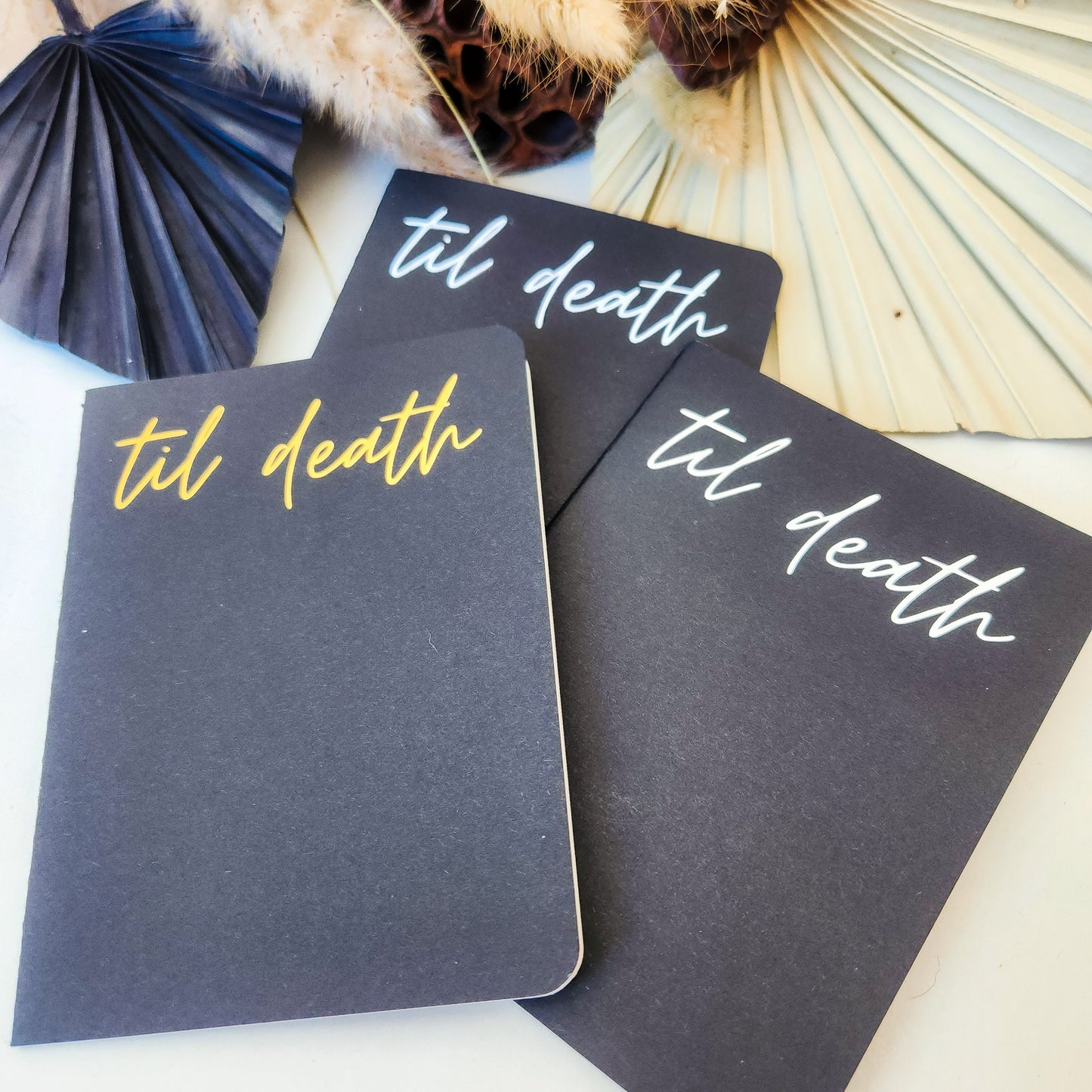 Til Death Wedding Vow Books, Set of 2, Gold, Silver or White on Black