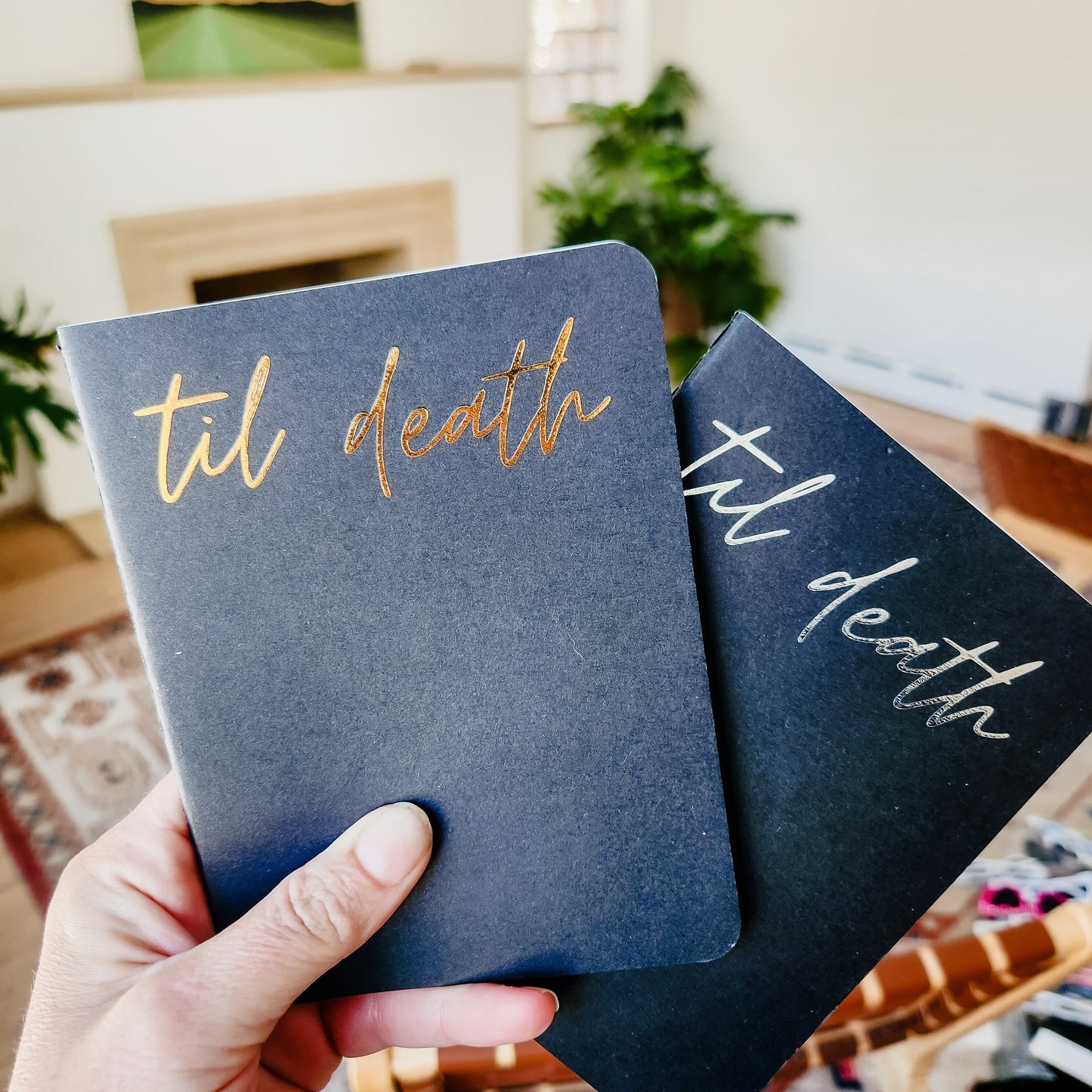 Til Death Wedding Vow Books, Set of 2, Gold, Silver or White on Black