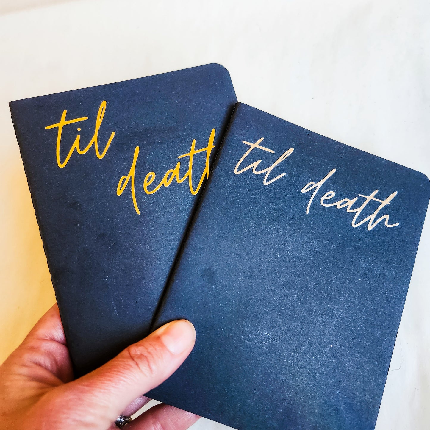 Til Death Wedding Vow Books, Set of 2, Gold or Silver on Black Booklet