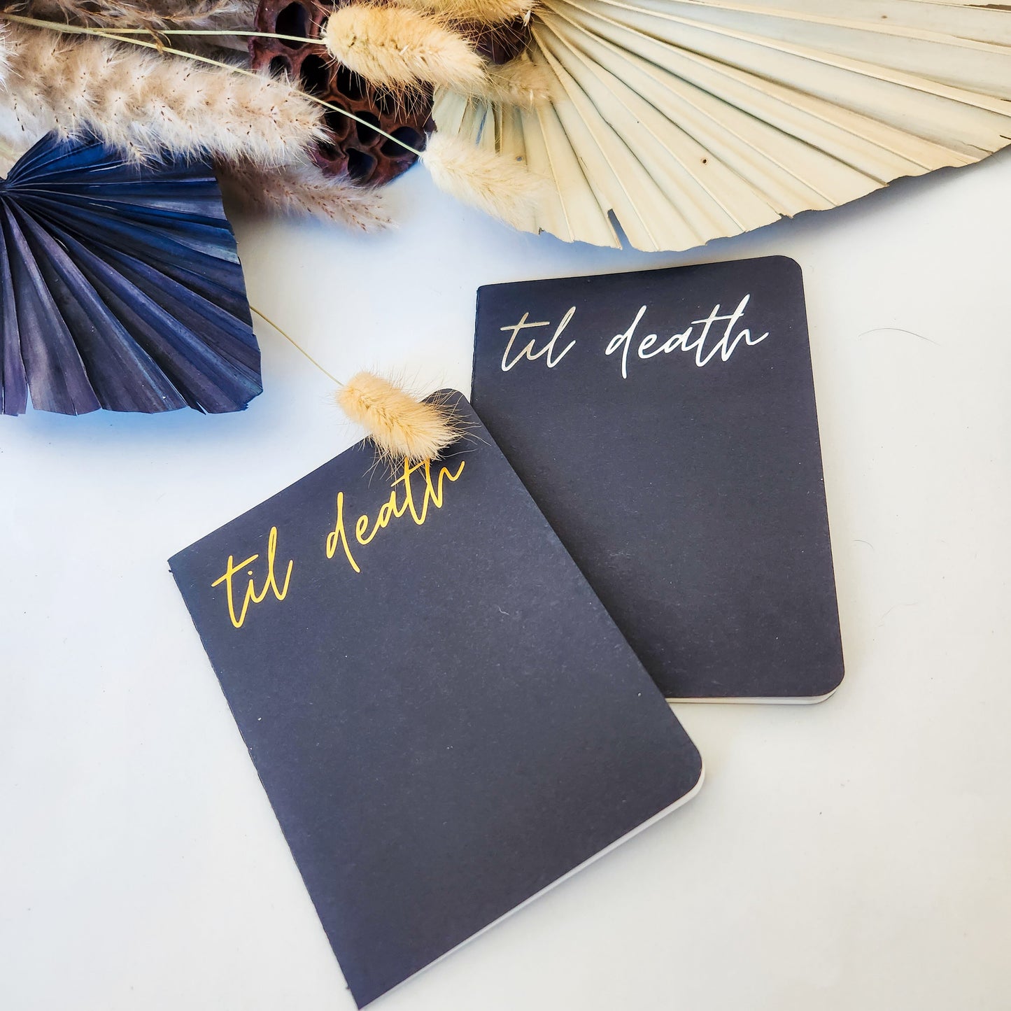 Til Death Wedding Vow Books, Set of 2, Gold, Silver or White on Black