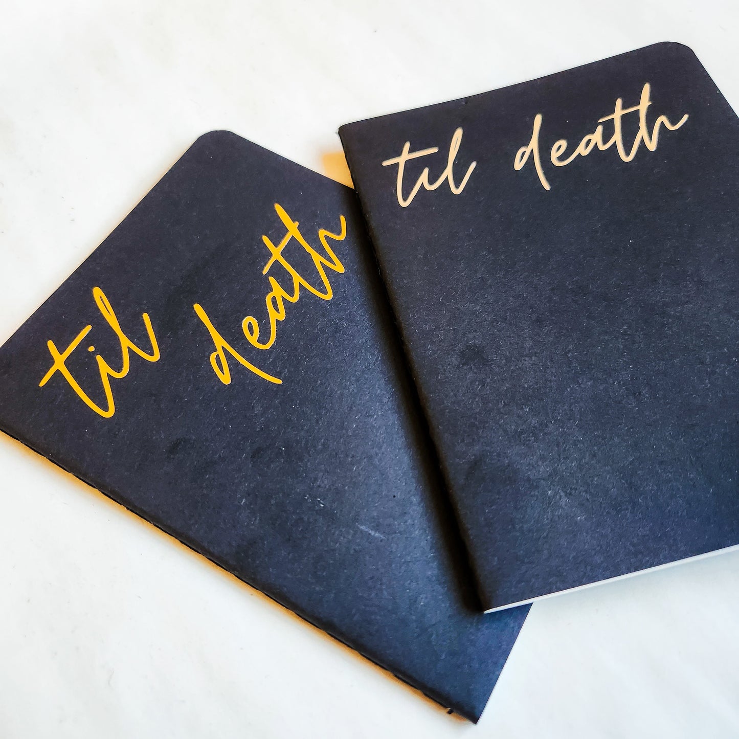 Til Death Wedding Vow Books, Set of 2, Gold or Silver on Black Booklet