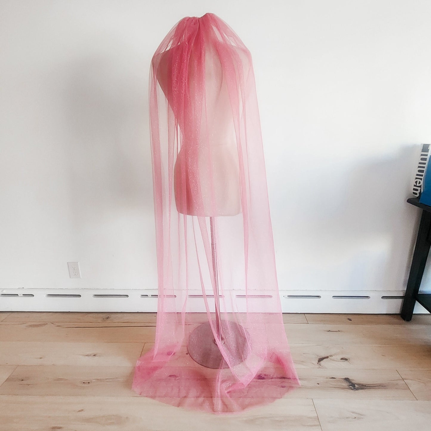 Pretty In Pink Glitter Wedding or Bachelorette Veil