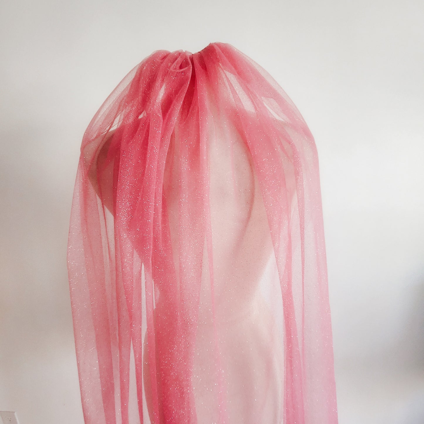 Pretty In Pink Glitter Wedding or Bachelorette Veil