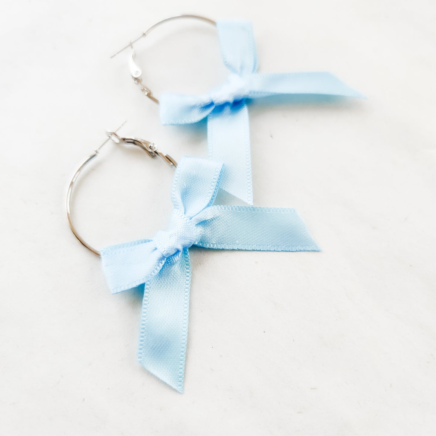 Mini Bow Hoop Earrings Pastel Collection available with gold or silver details