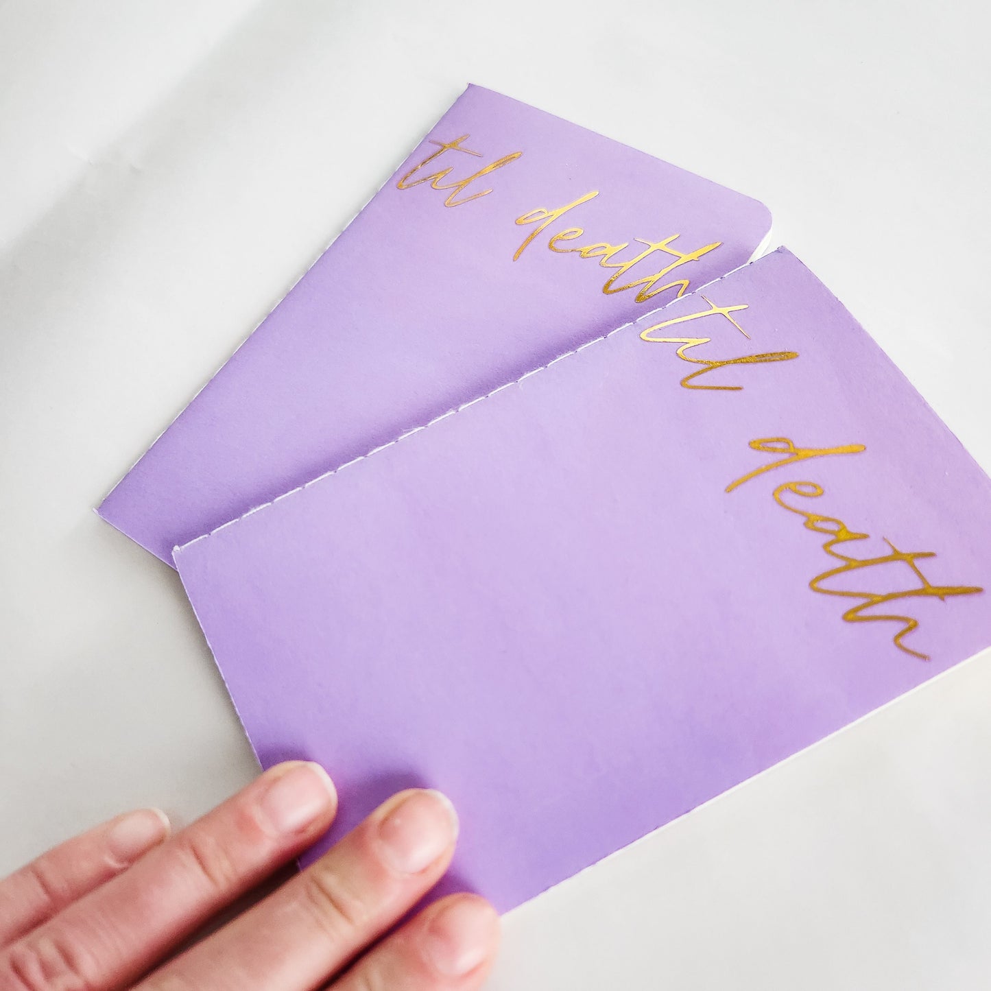 Til Death Wedding Vow Books, Set of 2, Gold, Silver or White Font on Purple Book