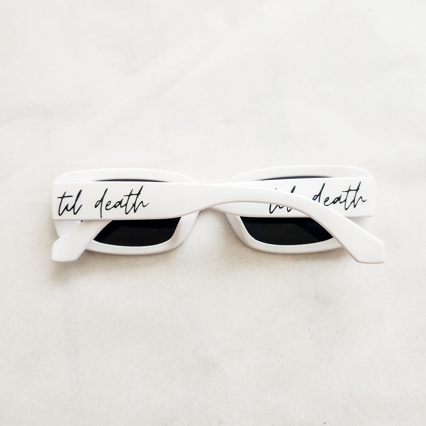 Til Death White Retro Wedding / bachelorette Sunglasses UV Protection