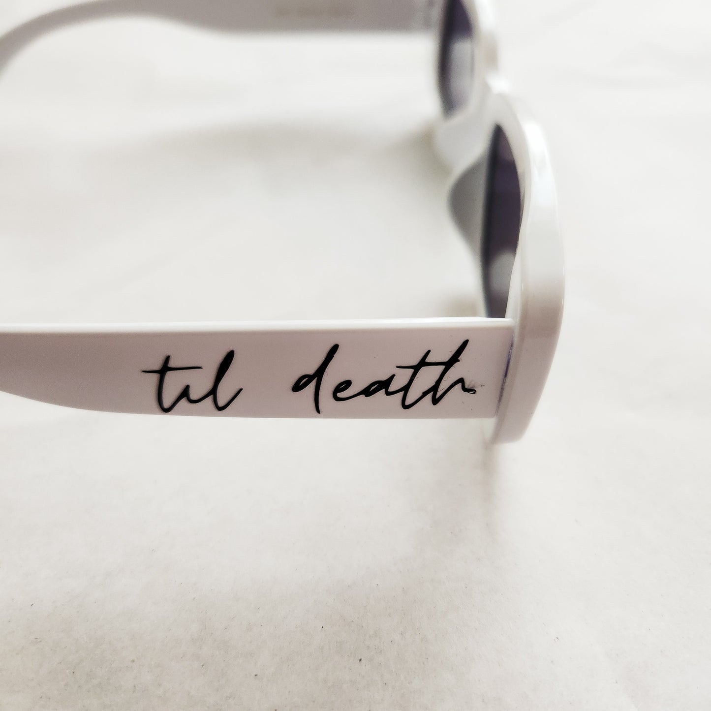 Til Death White Retro Wedding / bachelorette Sunglasses UV Protection