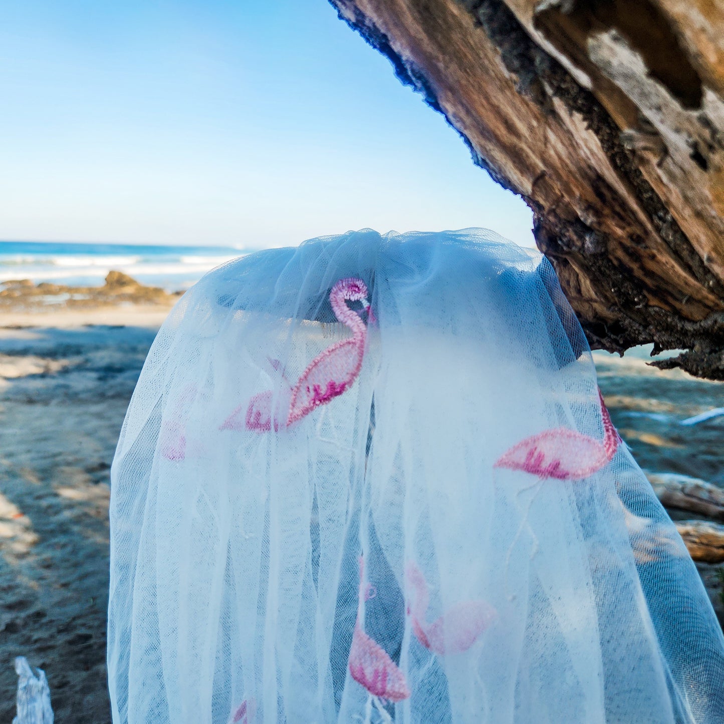 Pink Flamingo Shoulder Length Wedding or Bachelorette Veil