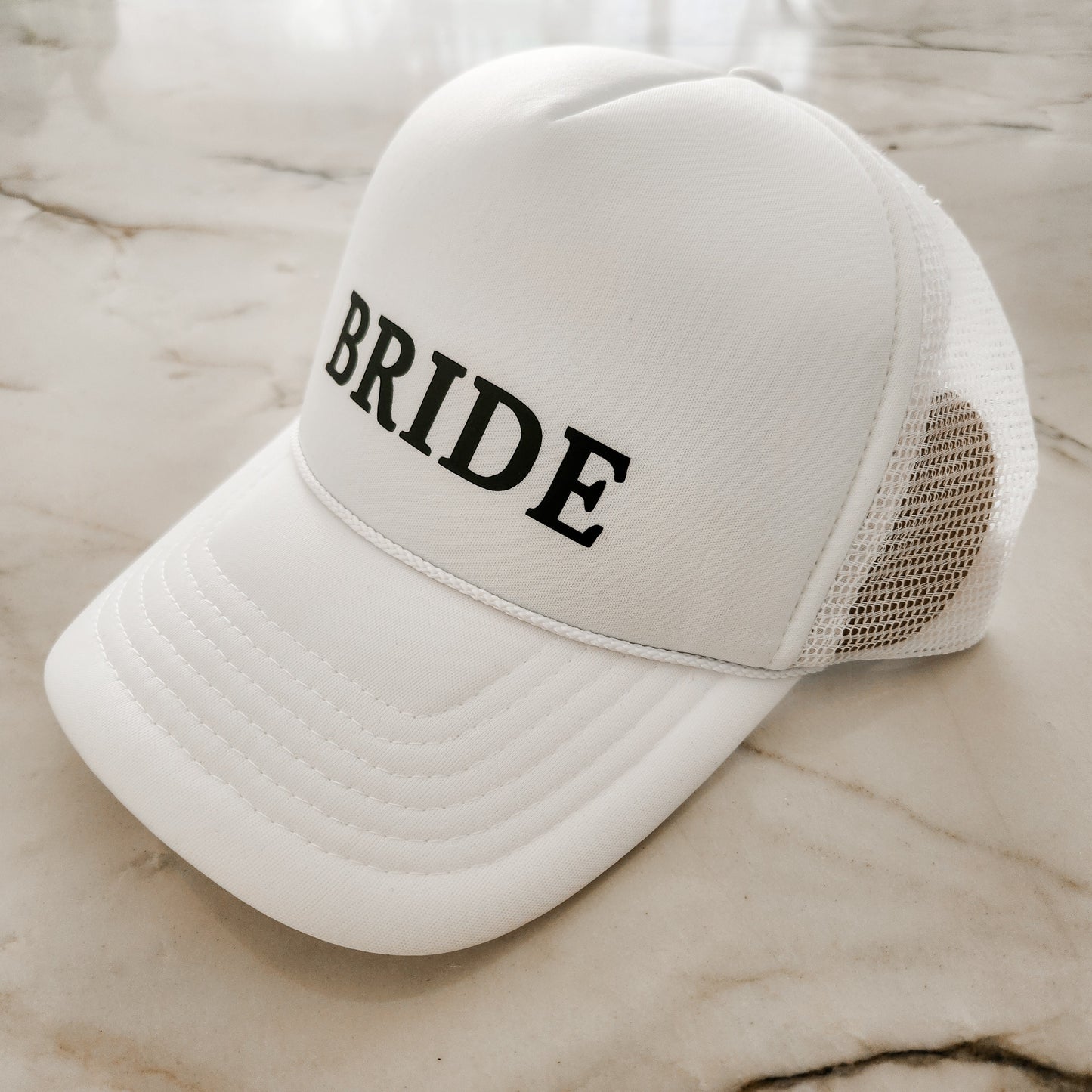 Bride Trucker Hat, Bride Baseball Cap, Honeymoon Beach Hat, Just Married Cap, Bride Sunhat with Adjustable Strap