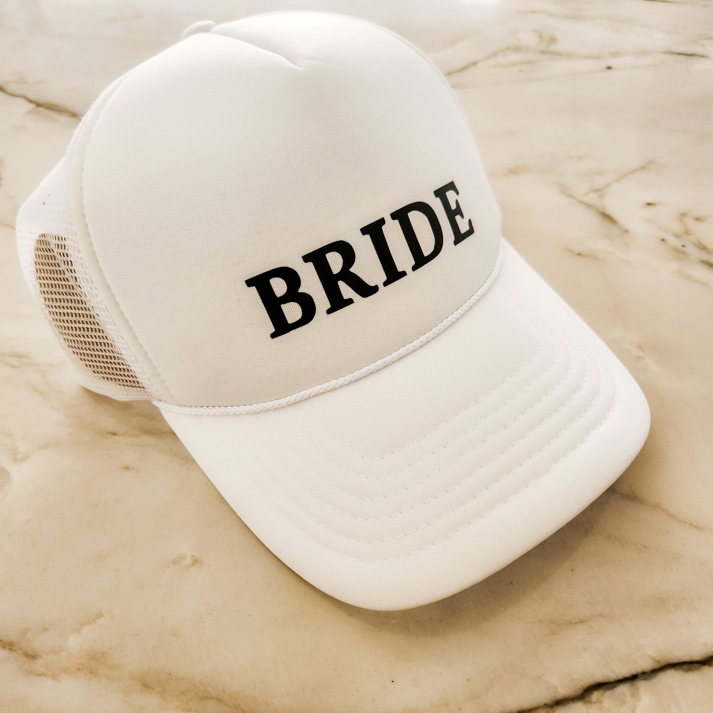 Bride Trucker Hat, Bride Baseball Cap, Honeymoon Beach Hat, Just Married Cap, Bride Sunhat with Adjustable Strap
