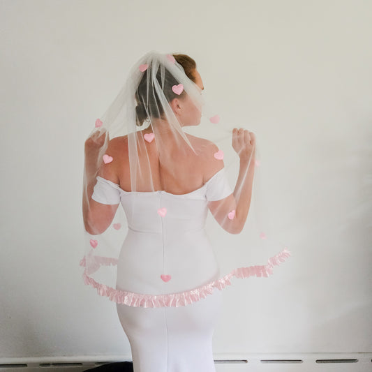 The Candy Heart wedding veil in Pink Limited Edition