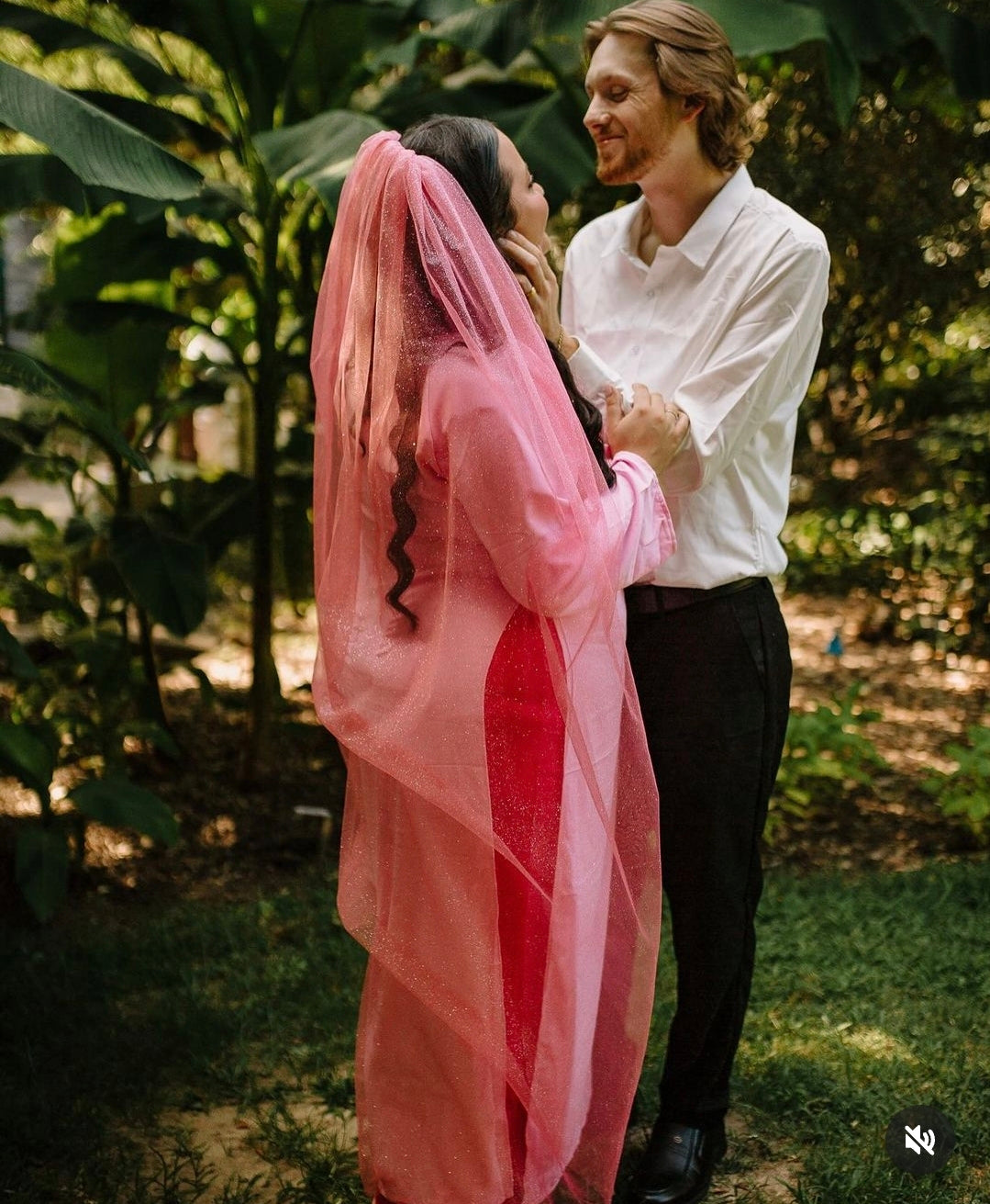 Pretty In Pink Glitter Wedding or Bachelorette Veil