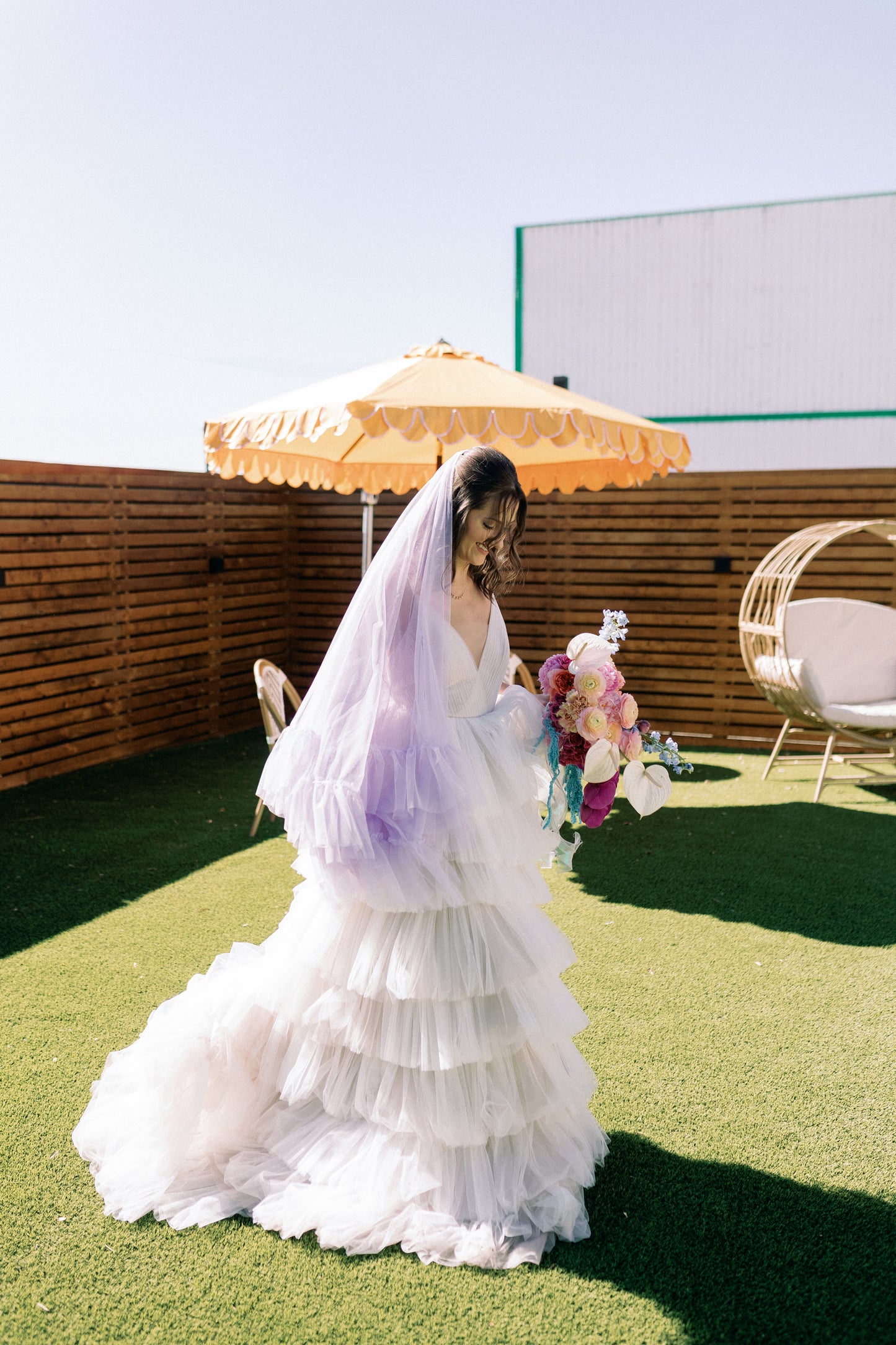 The Rebel Ruffle Wedding Veil in Lavender Purple