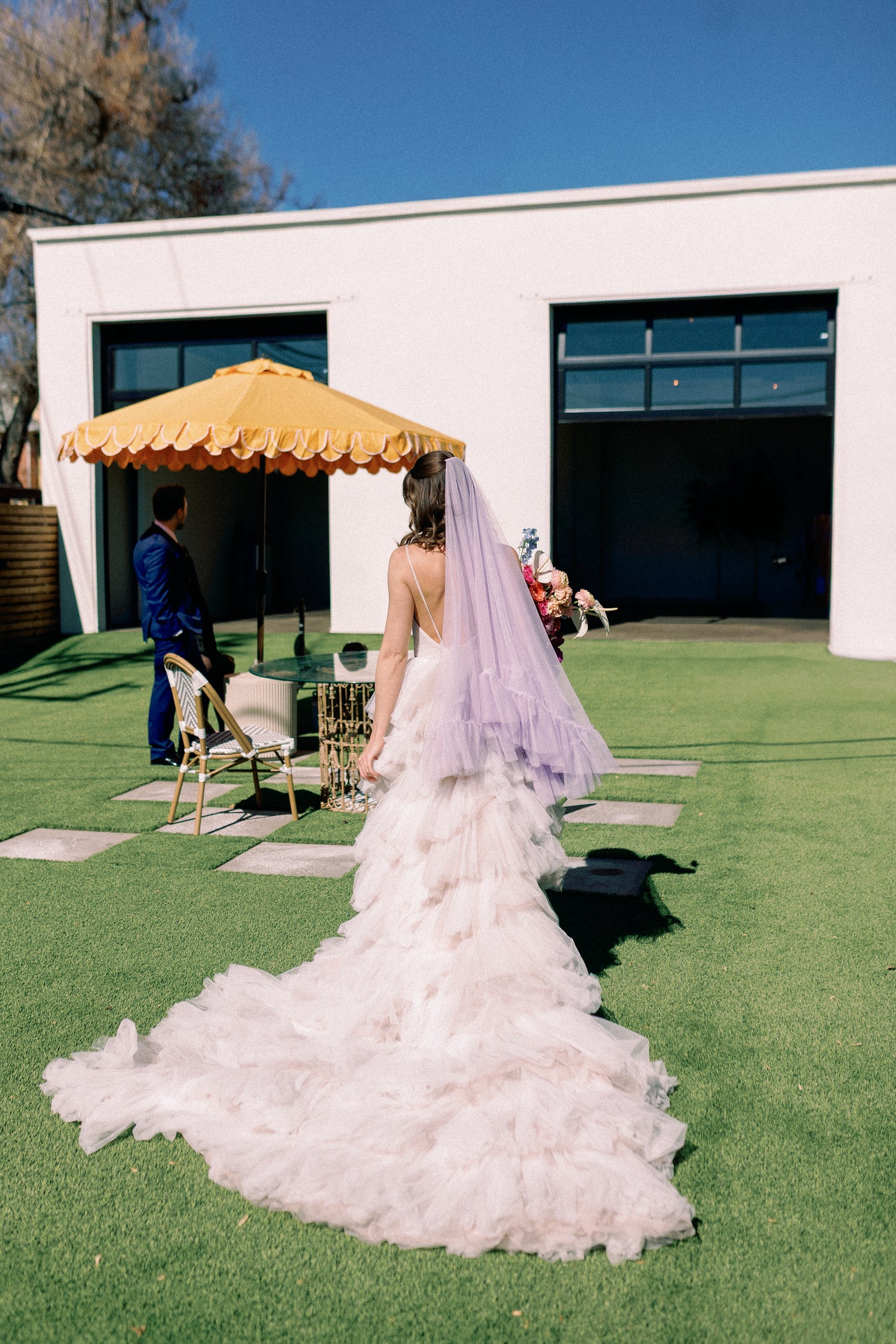The Rebel Ruffle Wedding Veil in Lavender Purple