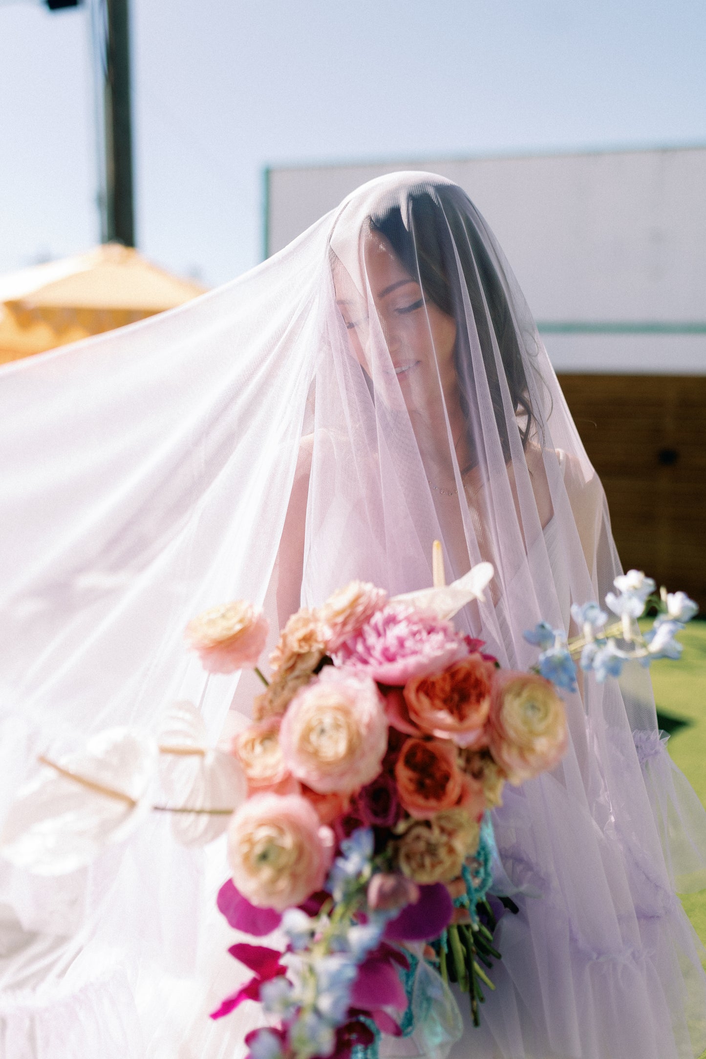 The Rebel Ruffle Wedding Veil in Lavender Purple