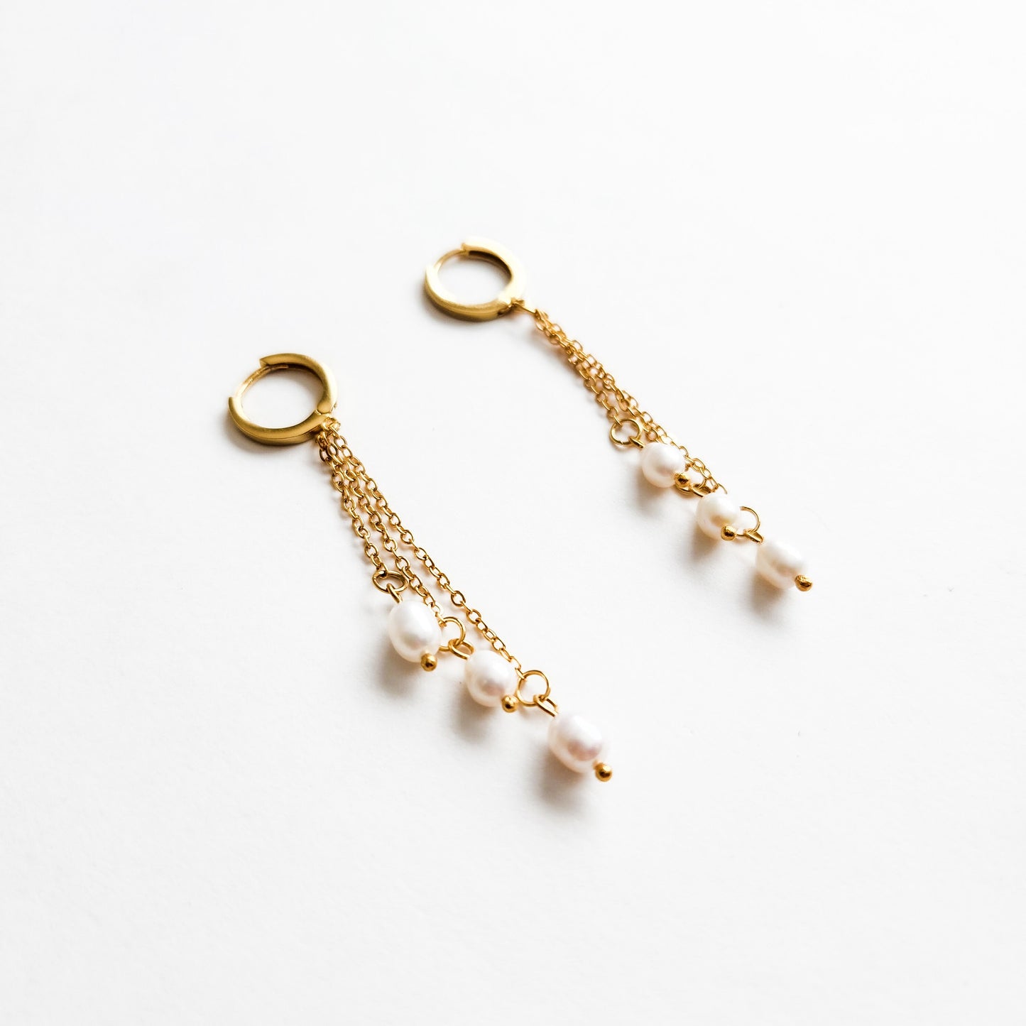 Hepburn Pearl Drop Huggie Earrings