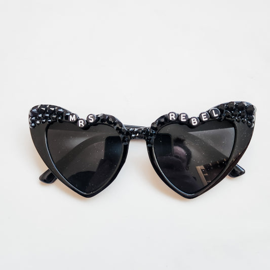 Custom Mrs. / Mr.  Heart Shaped Sunglasses UV protection!