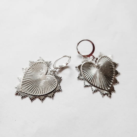 Sacred Heart Silver Earrings