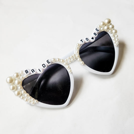 Bride to Be Pearl Heart Shaped Sunglasses