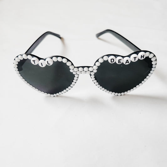 Til Death Black Heart Rhinestone Sunglasses