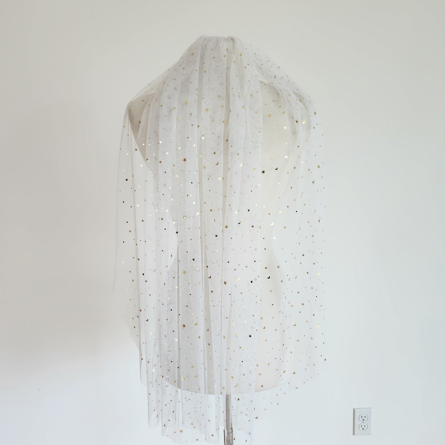 The Nyx Celestial Wedding Veil with Stars and Moon in Off White