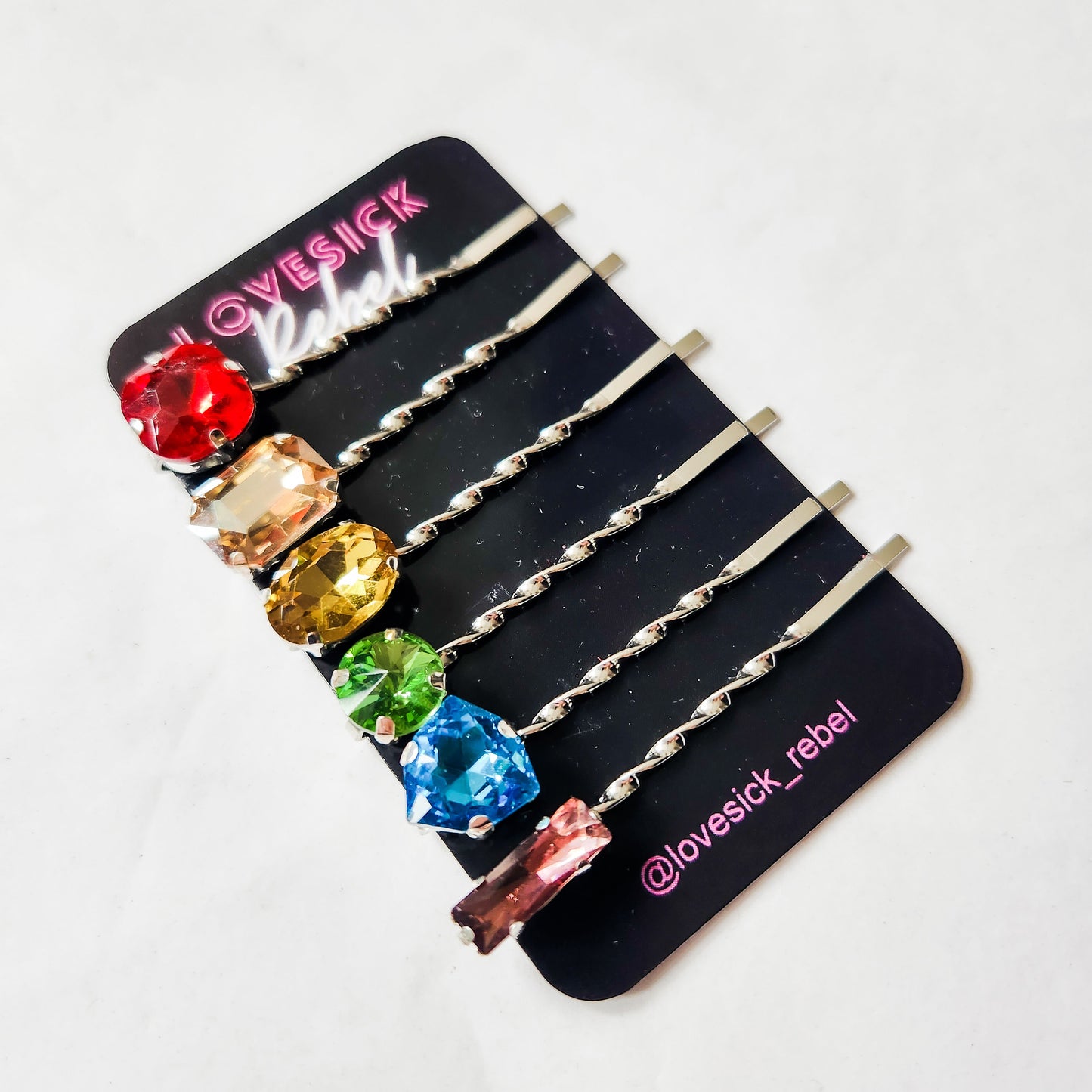 Rainbow Vintage Rhinestone Hair Pins / Bobby Pins One of a Kind!