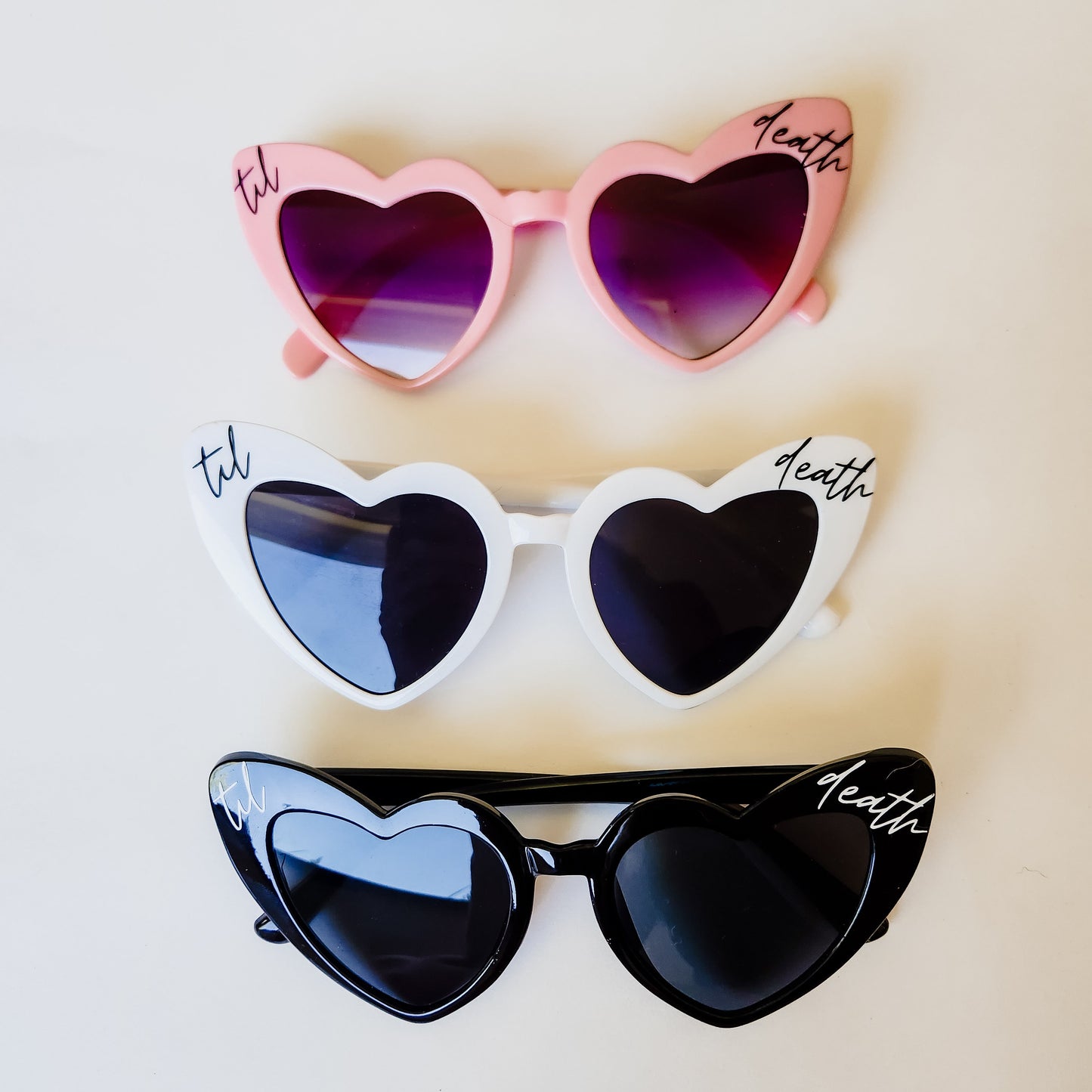 Til Death Do Us Part Heart Sunglasses UV Protection Multiple Colors