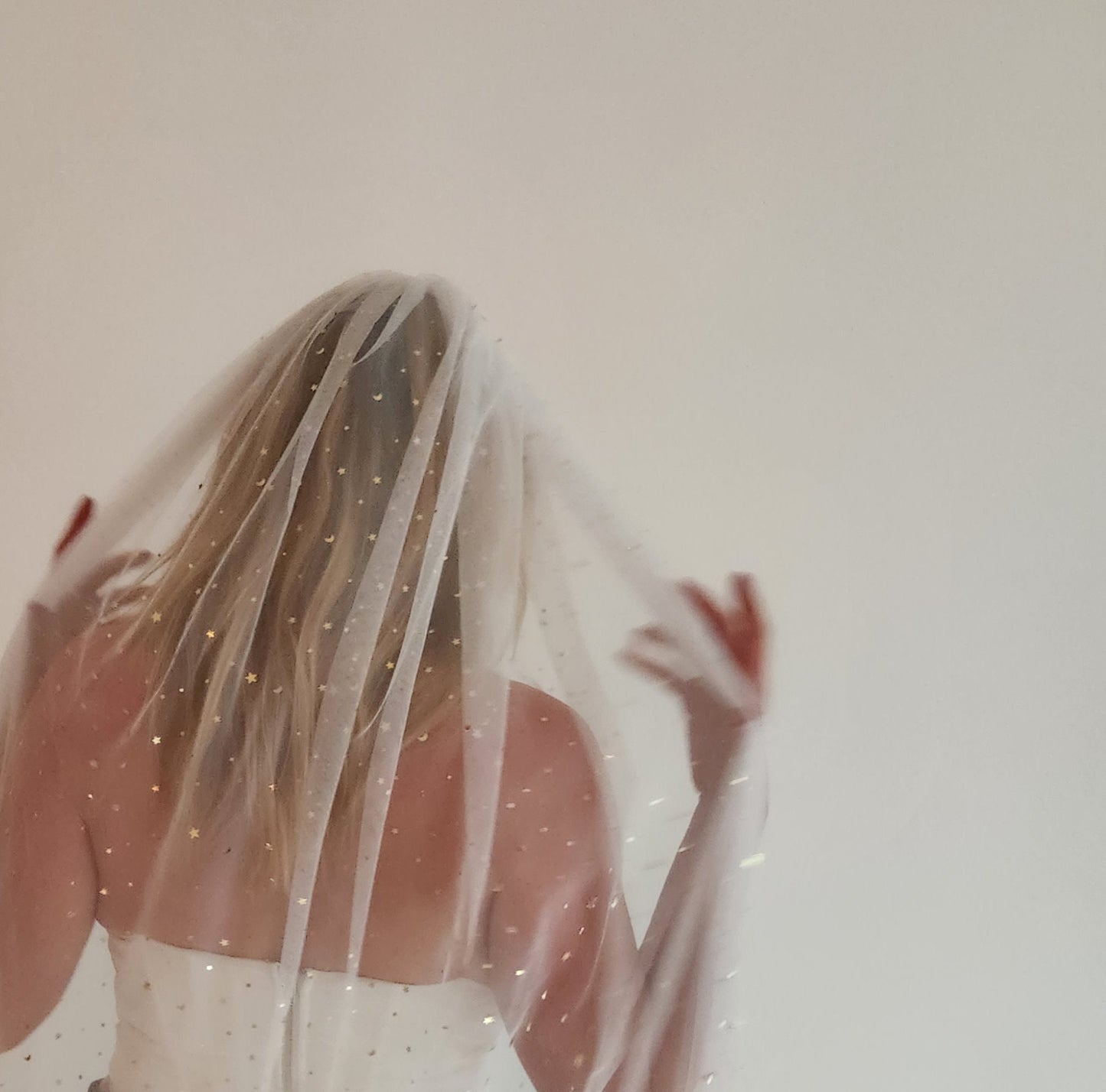 The Nyx Celestial Wedding Veil with Stars and Moon in Off White