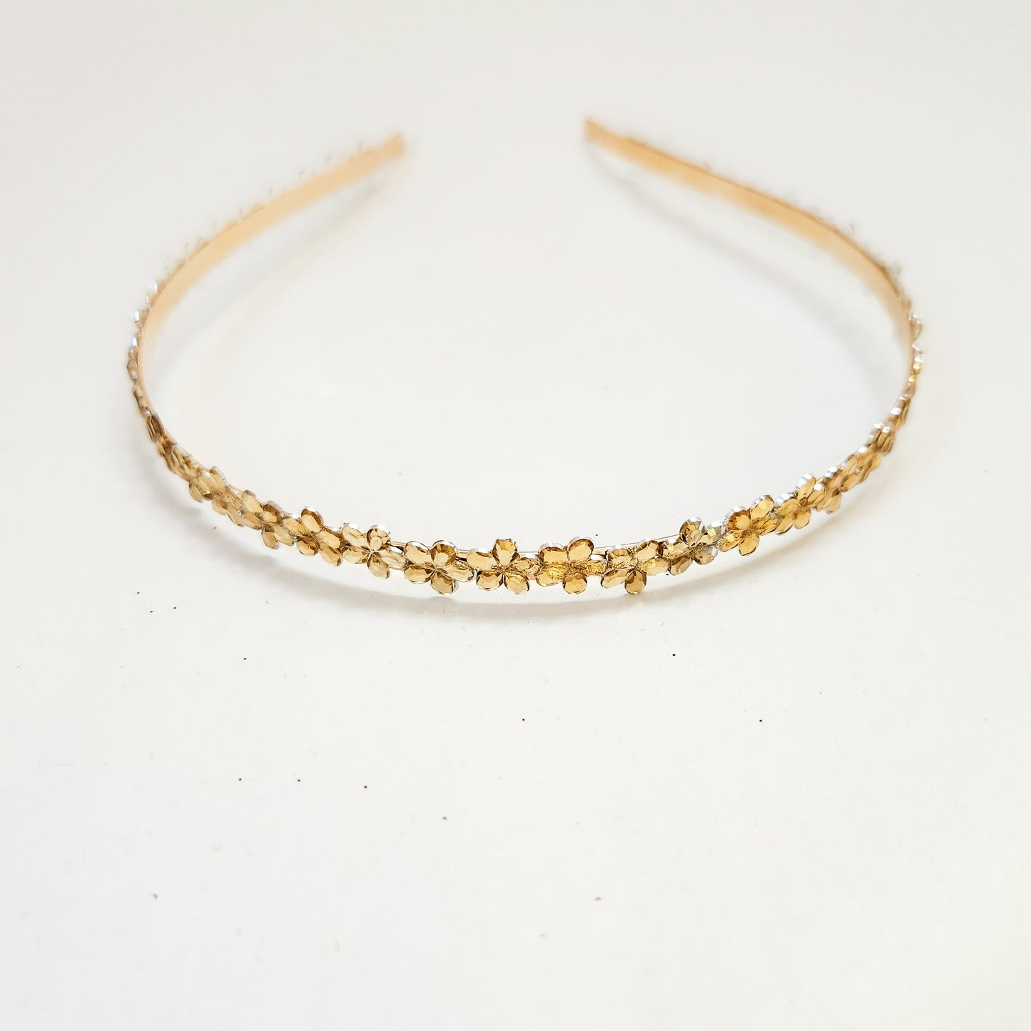 Champagne Gold Floral Rhinestone Headband