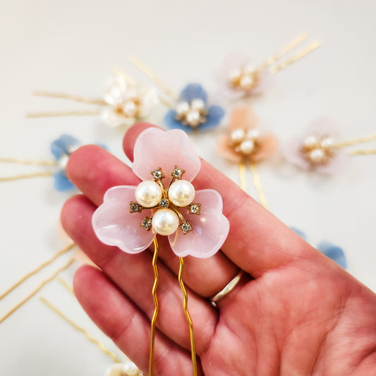 Bridgerton Vintage Pale Pink Floral Hair Pin