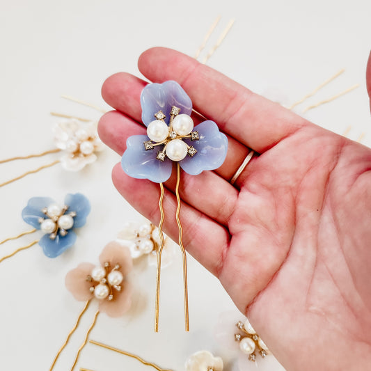 Bridgerton Vintage Blue Floral Hair Pin