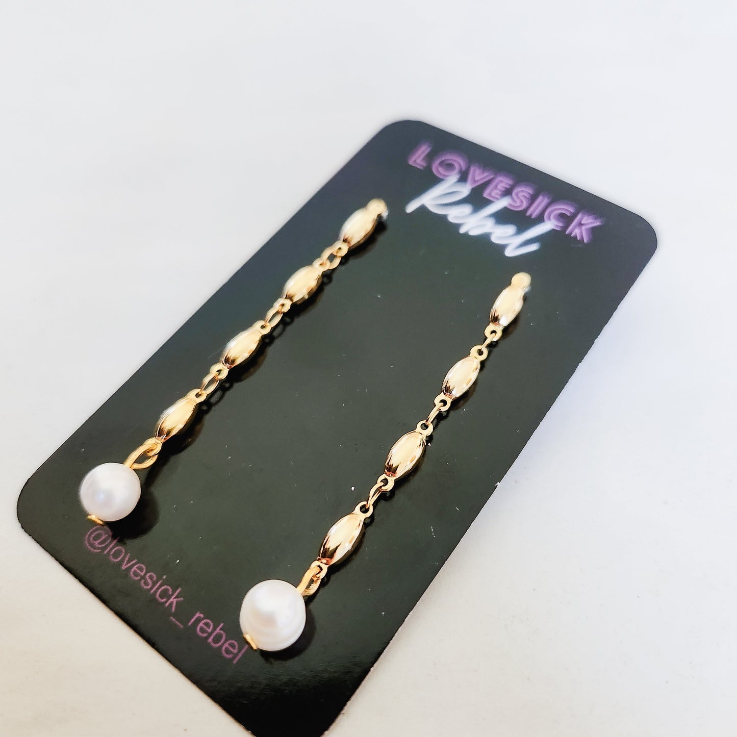 Hepburn Freshwater Pearl Gold Chain Dangle Earrings