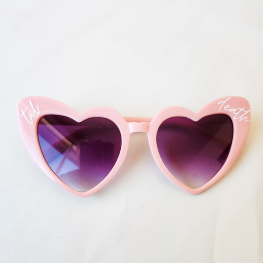 Til Death Do Us Part Heart Sunglasses Pink and White UV Protection