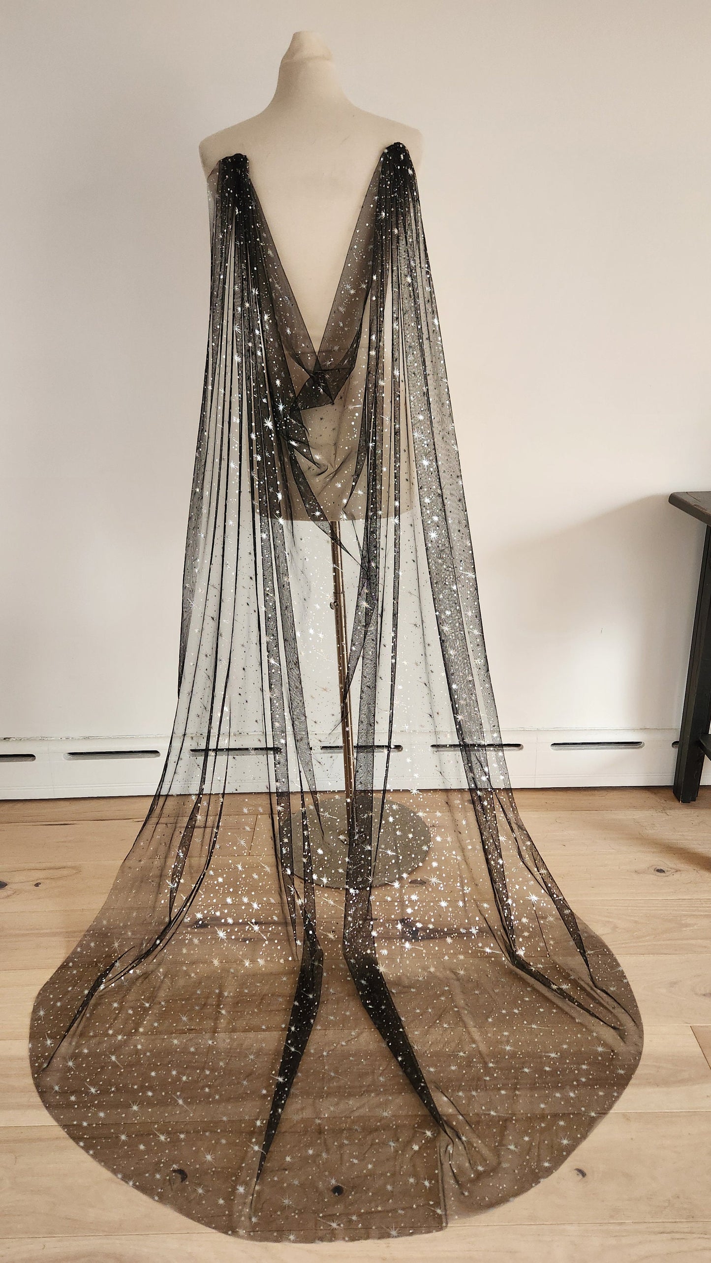 The Second Star Black Celestial Wedding Cape