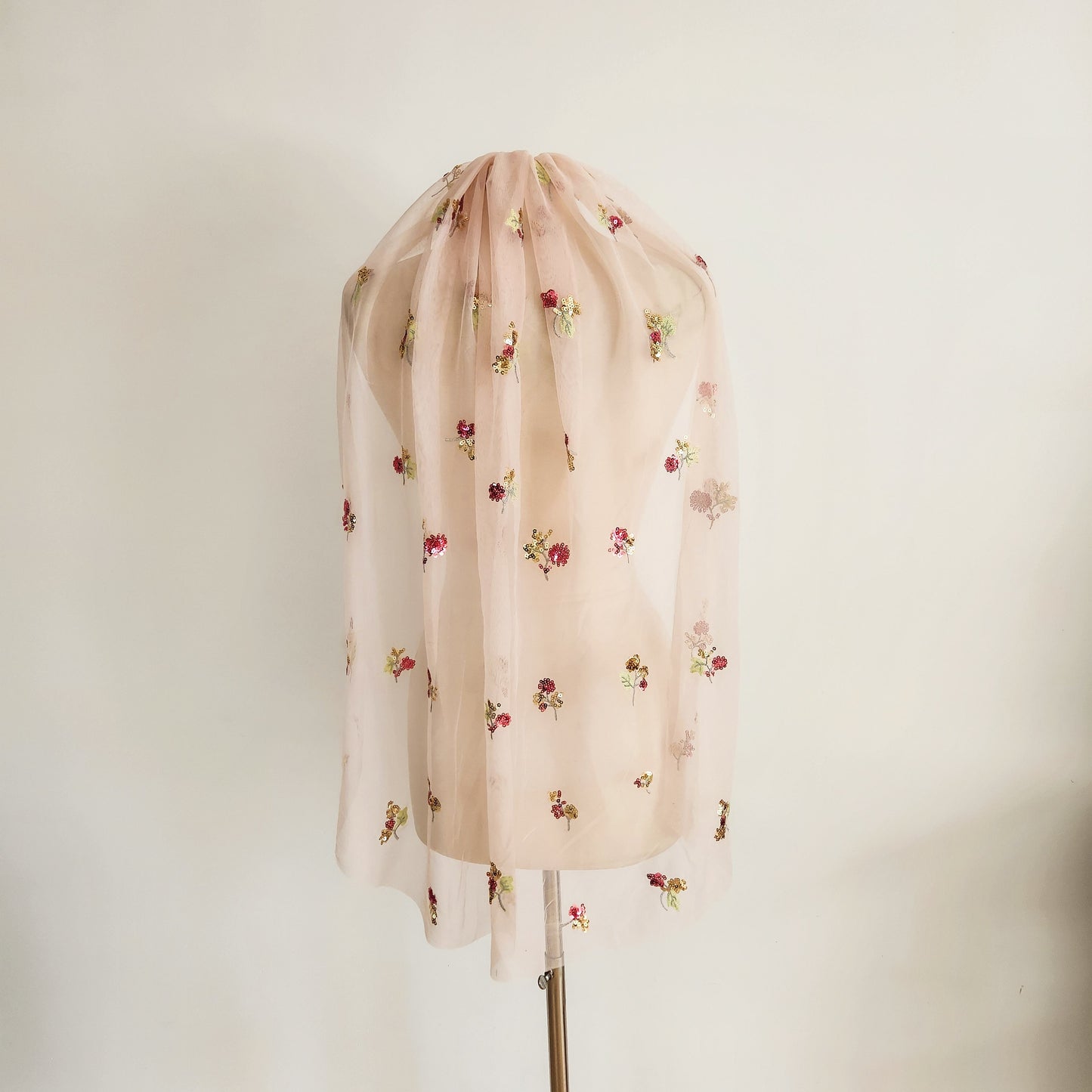 Blush Pink Floral Bachelorette / Wedding Veil